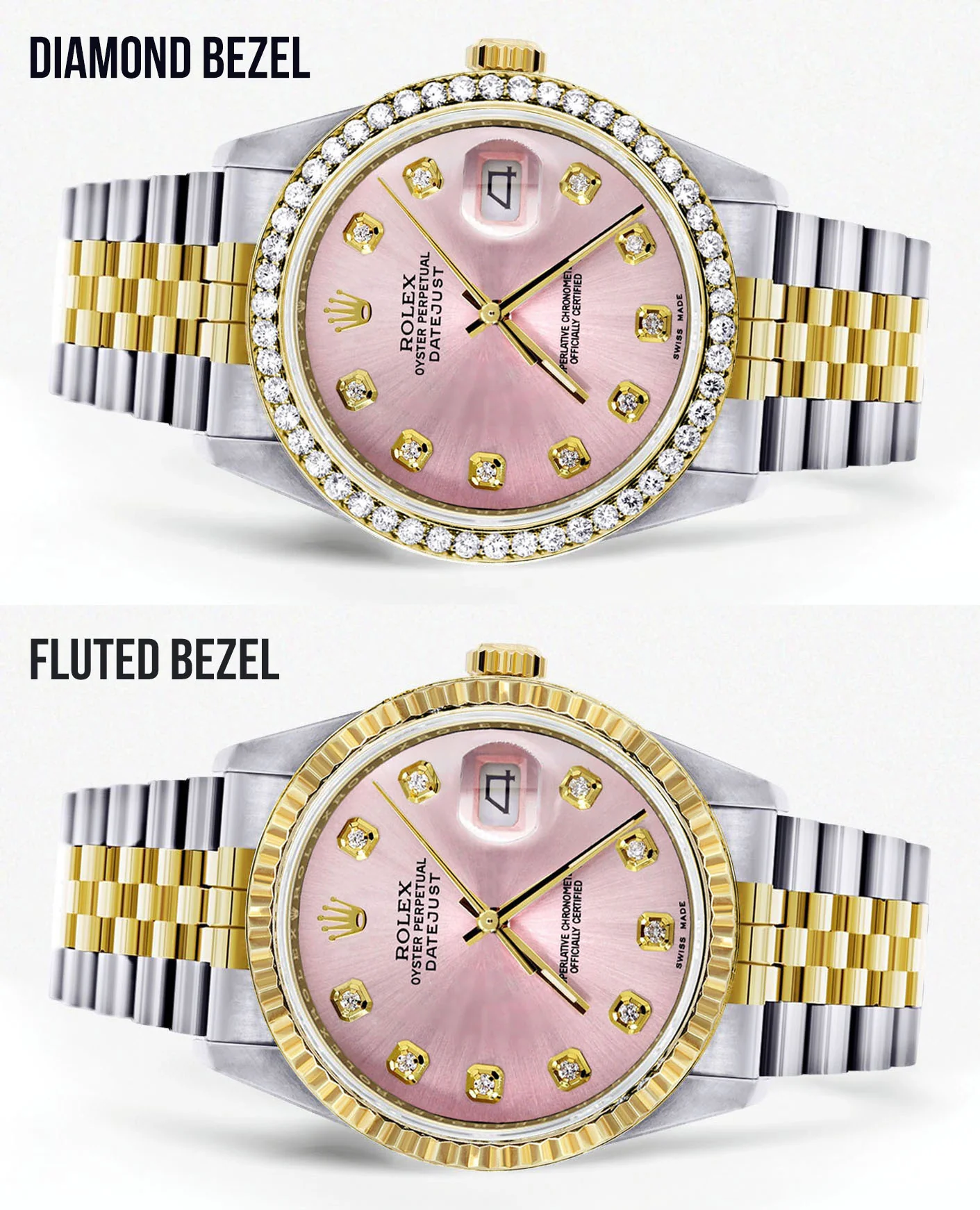 Womens Gold Rolex Datejust Watch 16233 | 36Mm | Pink Dial | Jubilee Band - Image 2