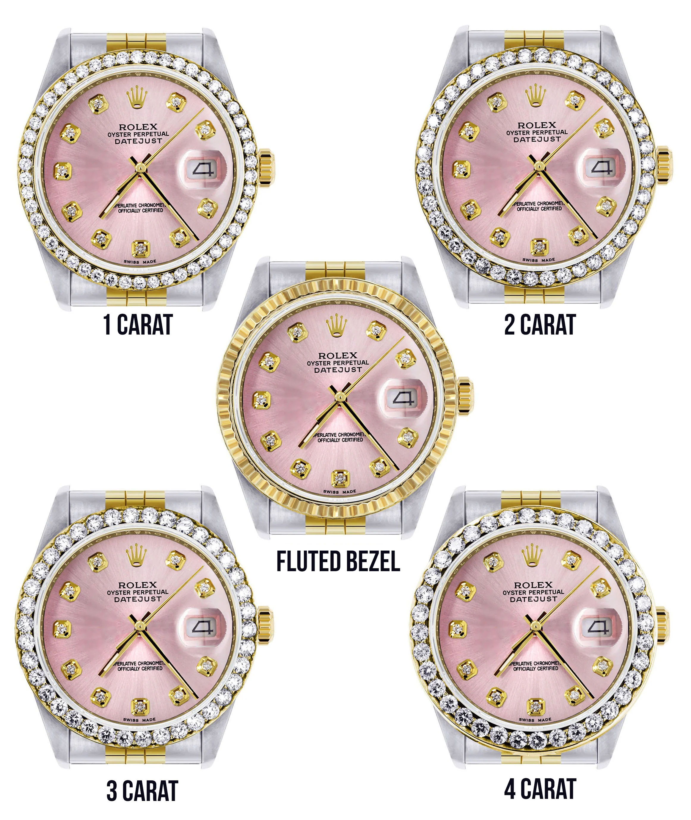 Womens Gold Rolex Datejust Watch 16233 | 36Mm | Pink Dial | Jubilee Band - Image 3