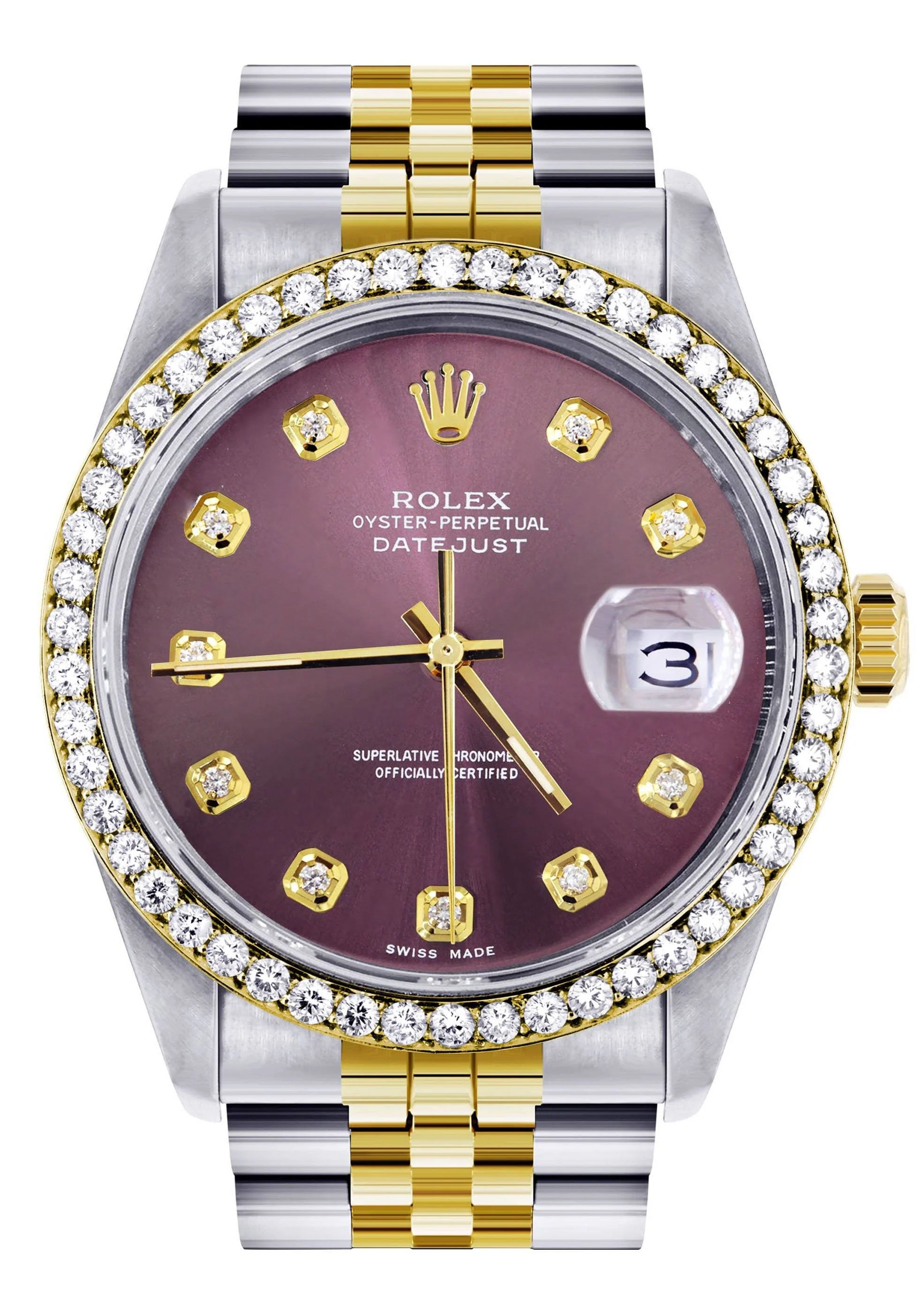 Womens Diamond Rolex Datetjust Watch 16233 | 36Mm | Purple Dial | Jubilee Band