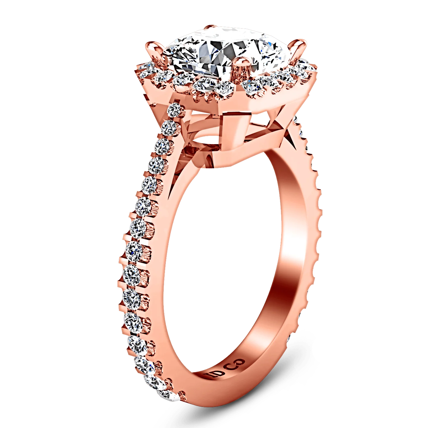 Halo Diamond Cushion Cut Engagement Ring Adalyn 14K Rose Gold - Image 2