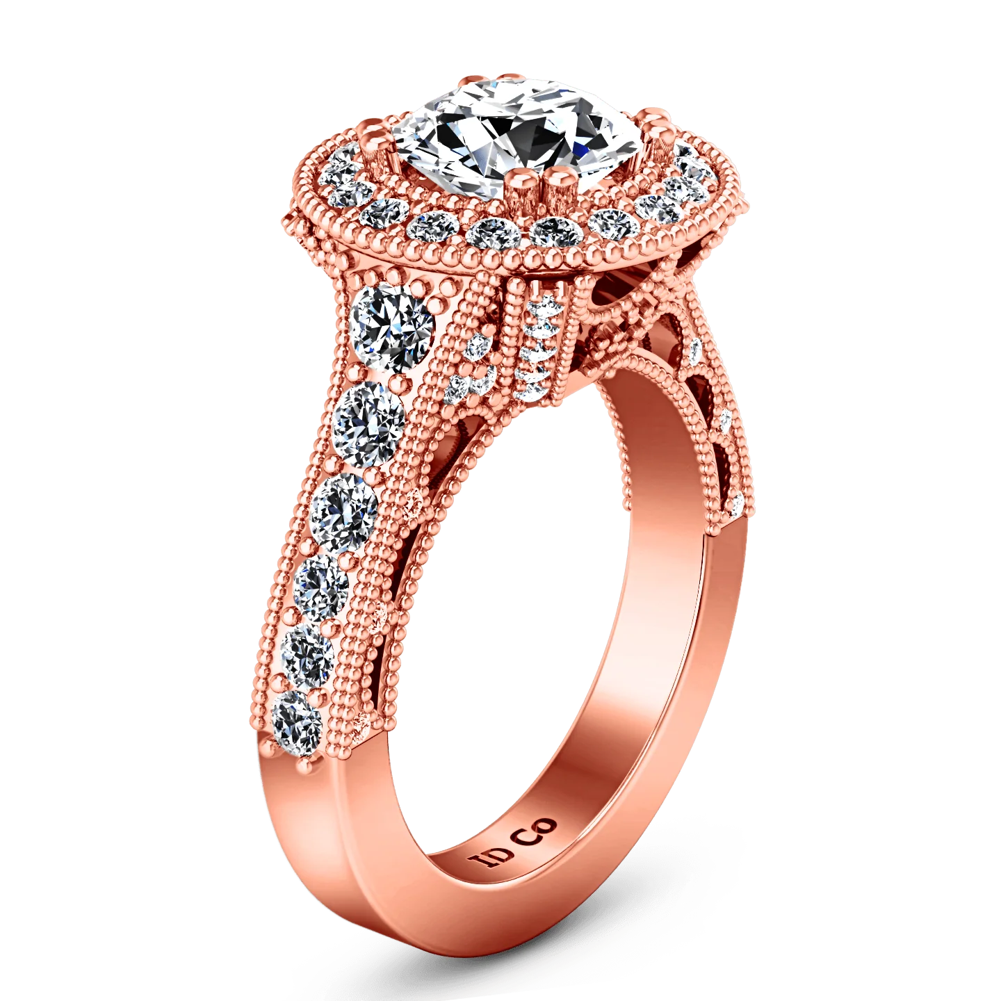 Halo Diamond Engagement Ring Angeline 14K Rose Gold - Image 2