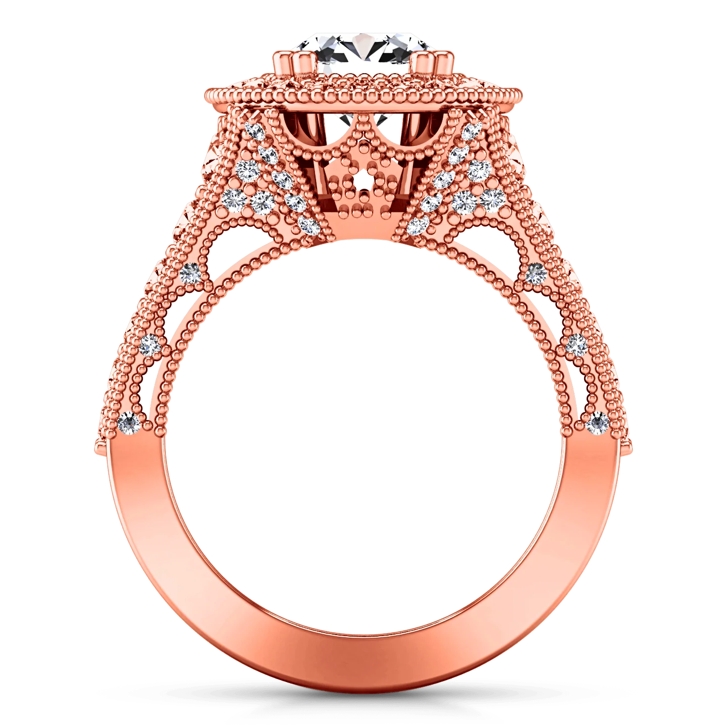 Halo Diamond Engagement Ring Angeline 14K Rose Gold - Image 3