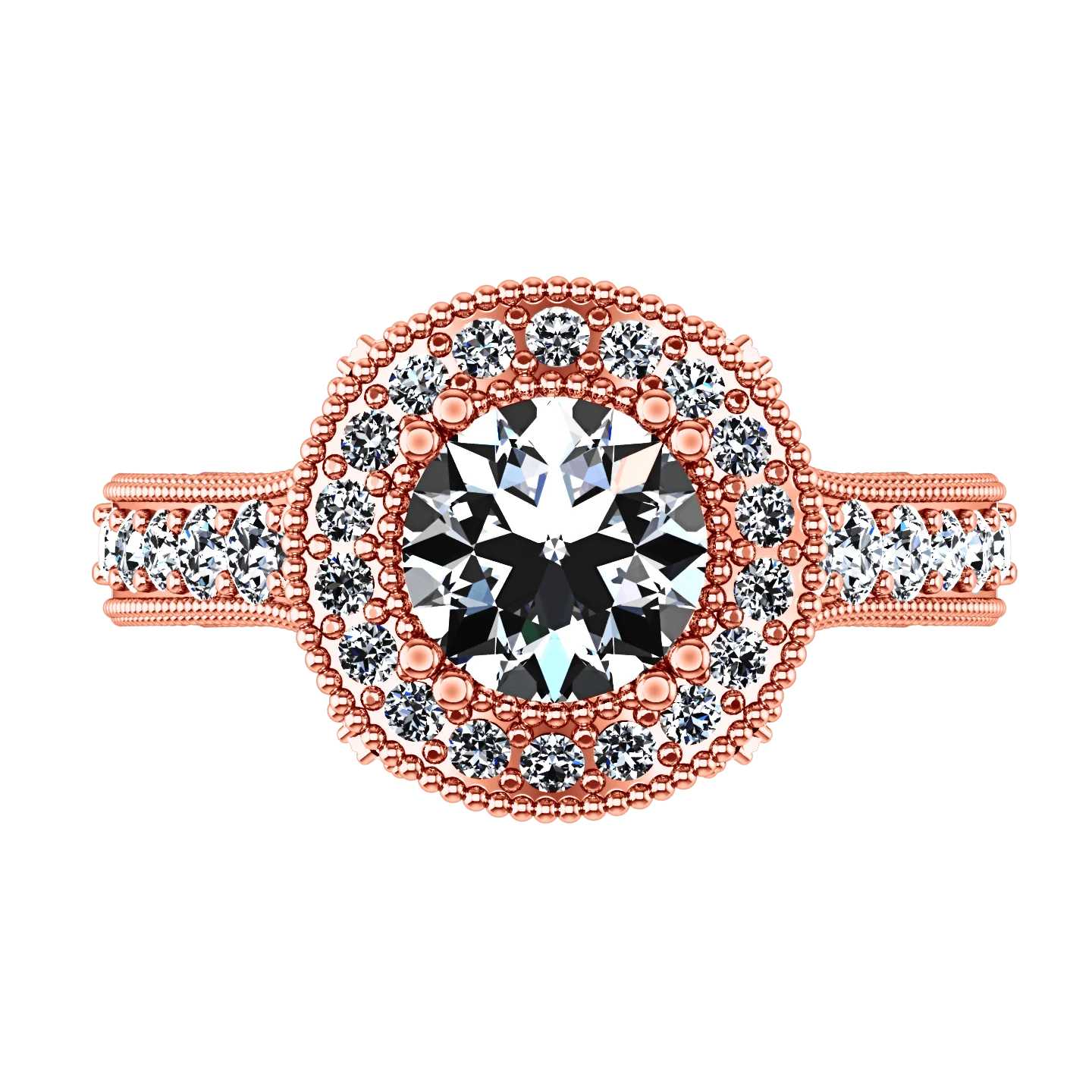 Halo Diamond Engagement Ring Angeline 14K Rose Gold - Image 4