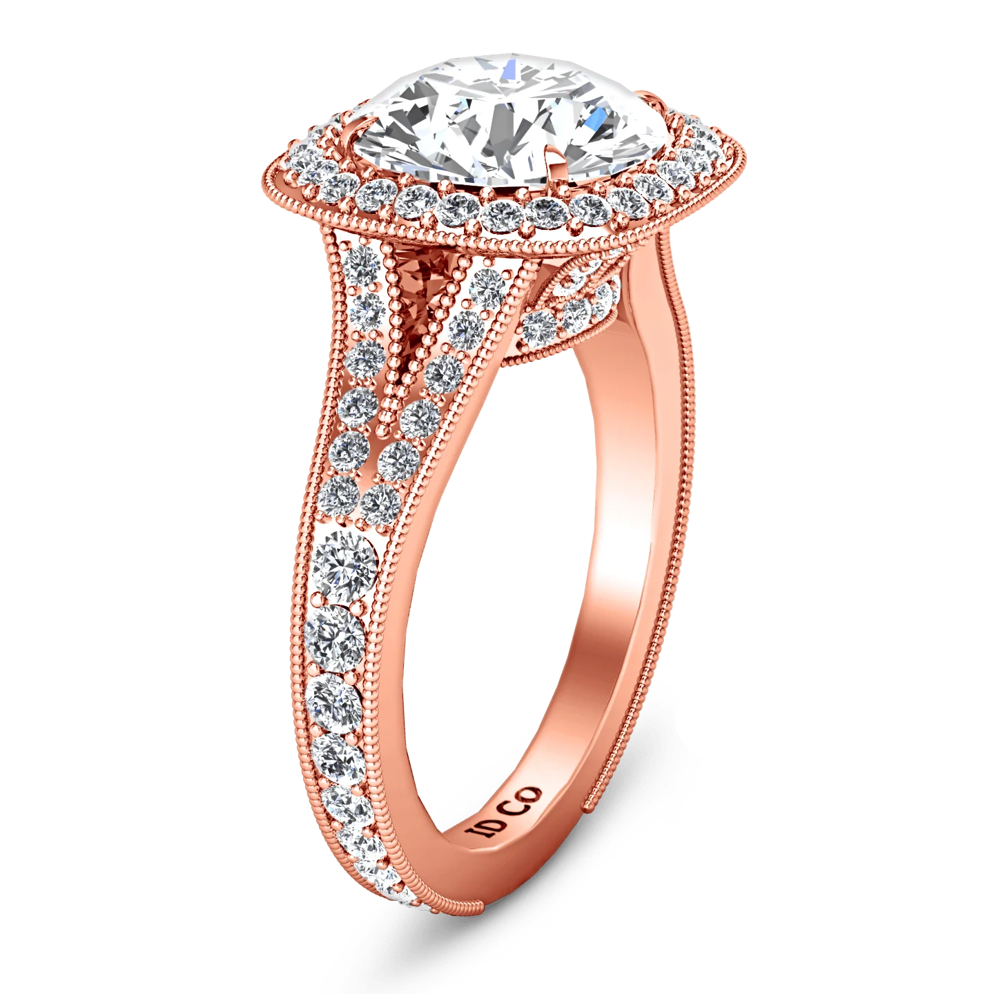 Halo Diamond Engagement Ring Anthea 14K Rose Gold - Image 2