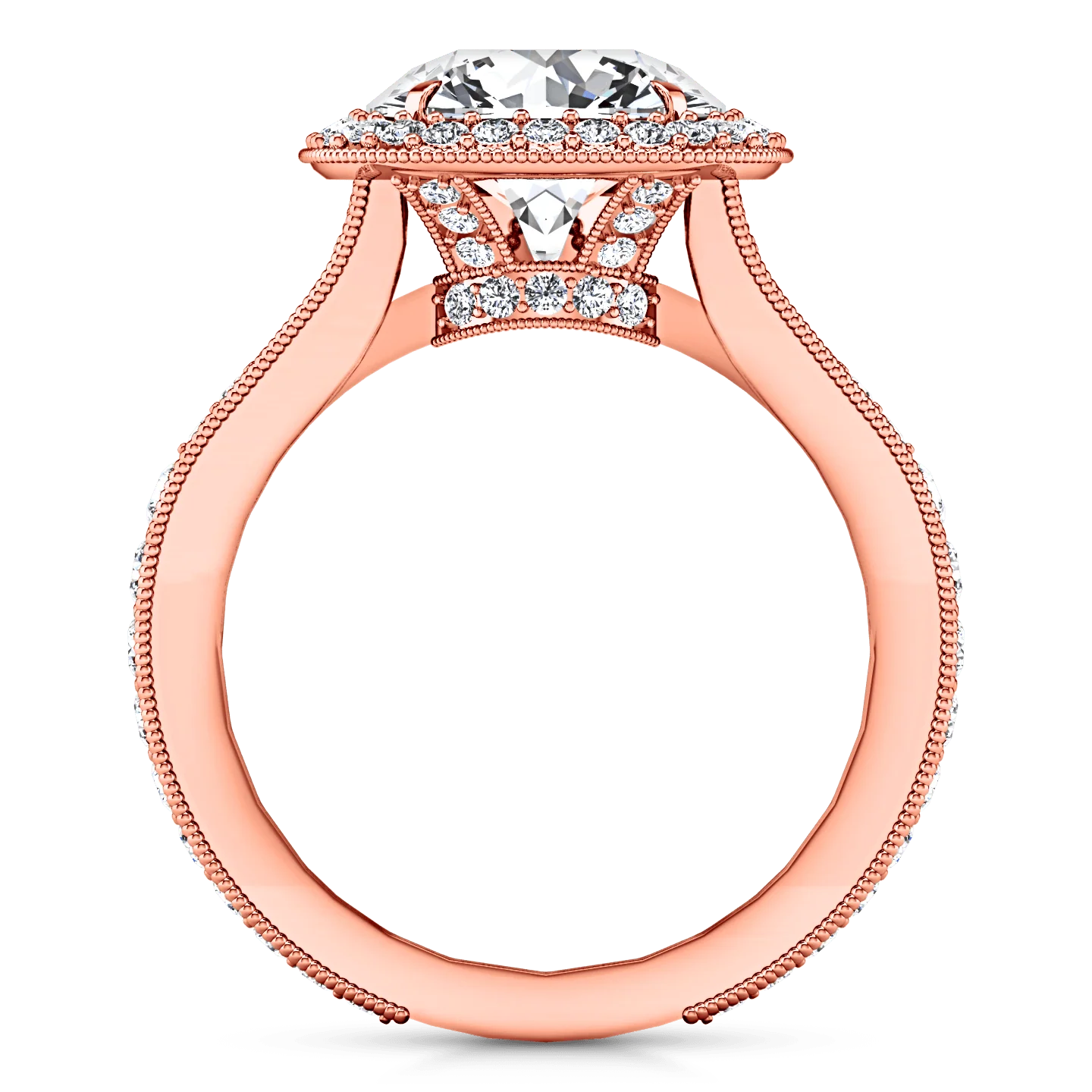 Halo Diamond Engagement Ring Anthea 14K Rose Gold - Image 3