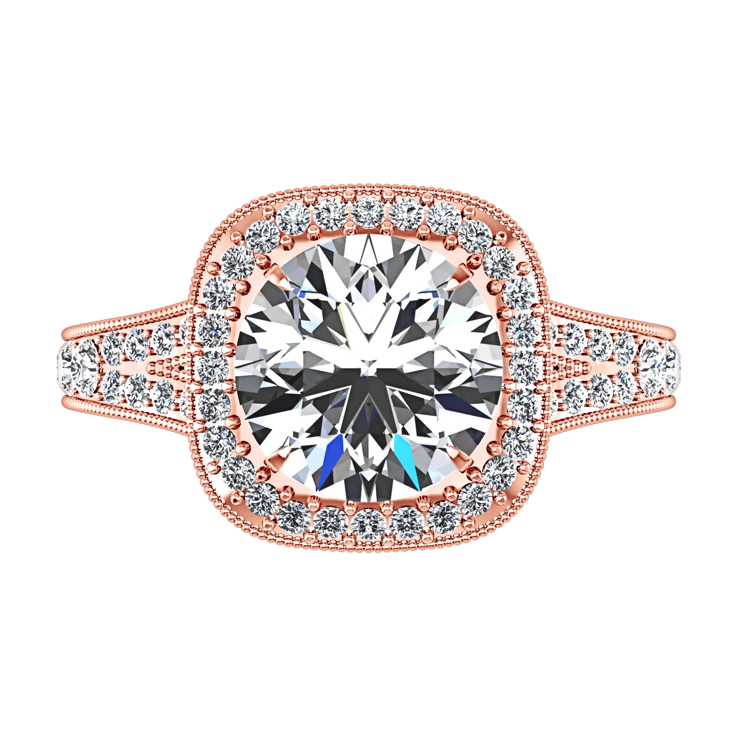 Halo Diamond Engagement Ring Anthea 14K Rose Gold - Image 4