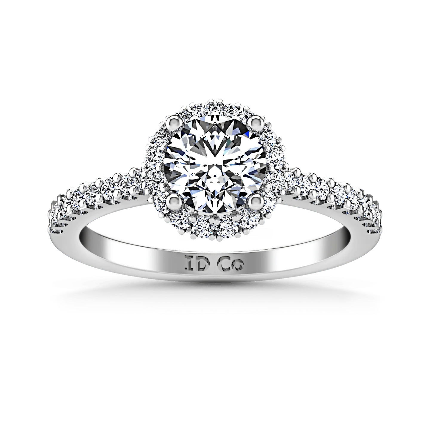 Round Diamond Halo  Engagement Ring Bethany 14K White Gold