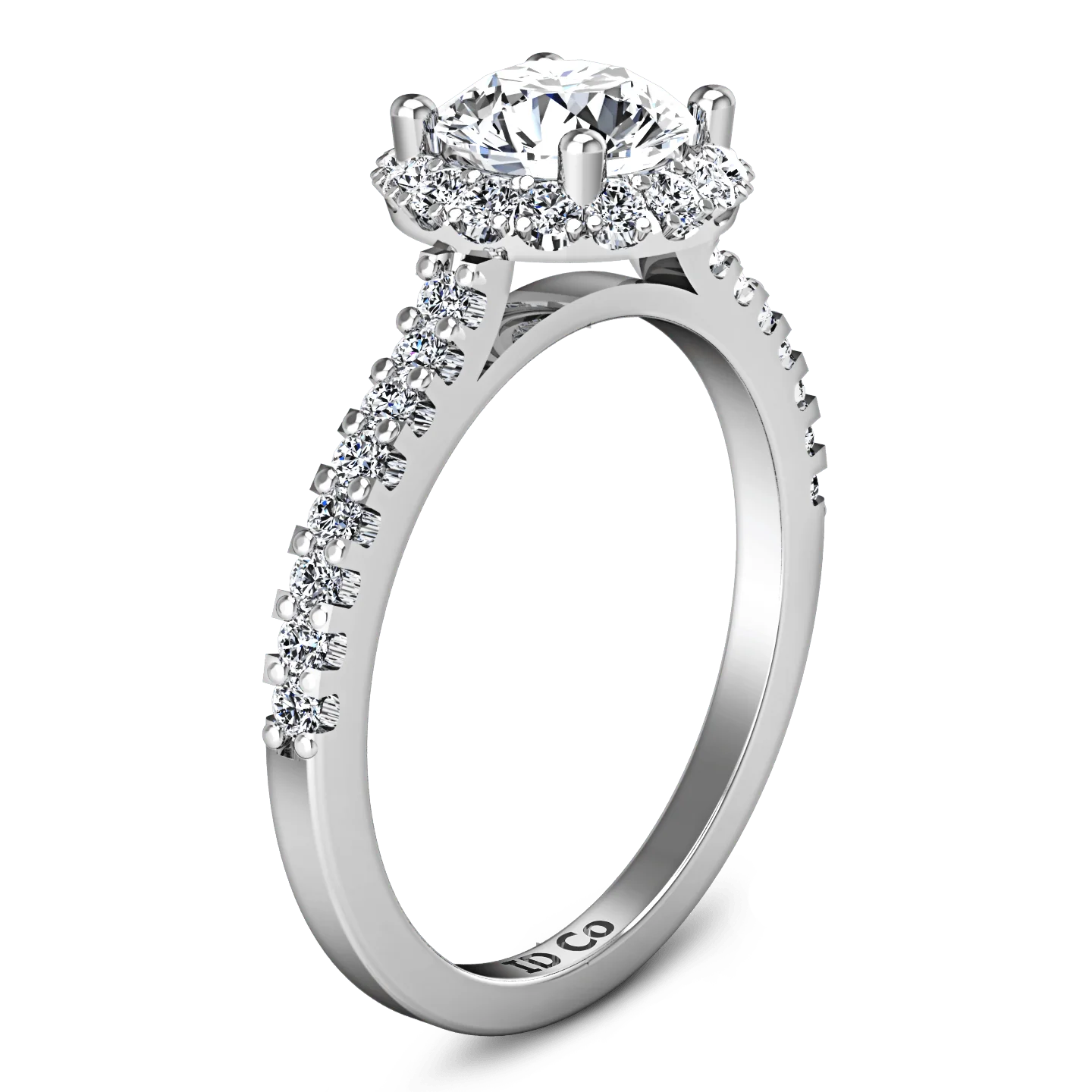 Round Diamond Halo  Engagement Ring Bethany 14K White Gold - Image 2