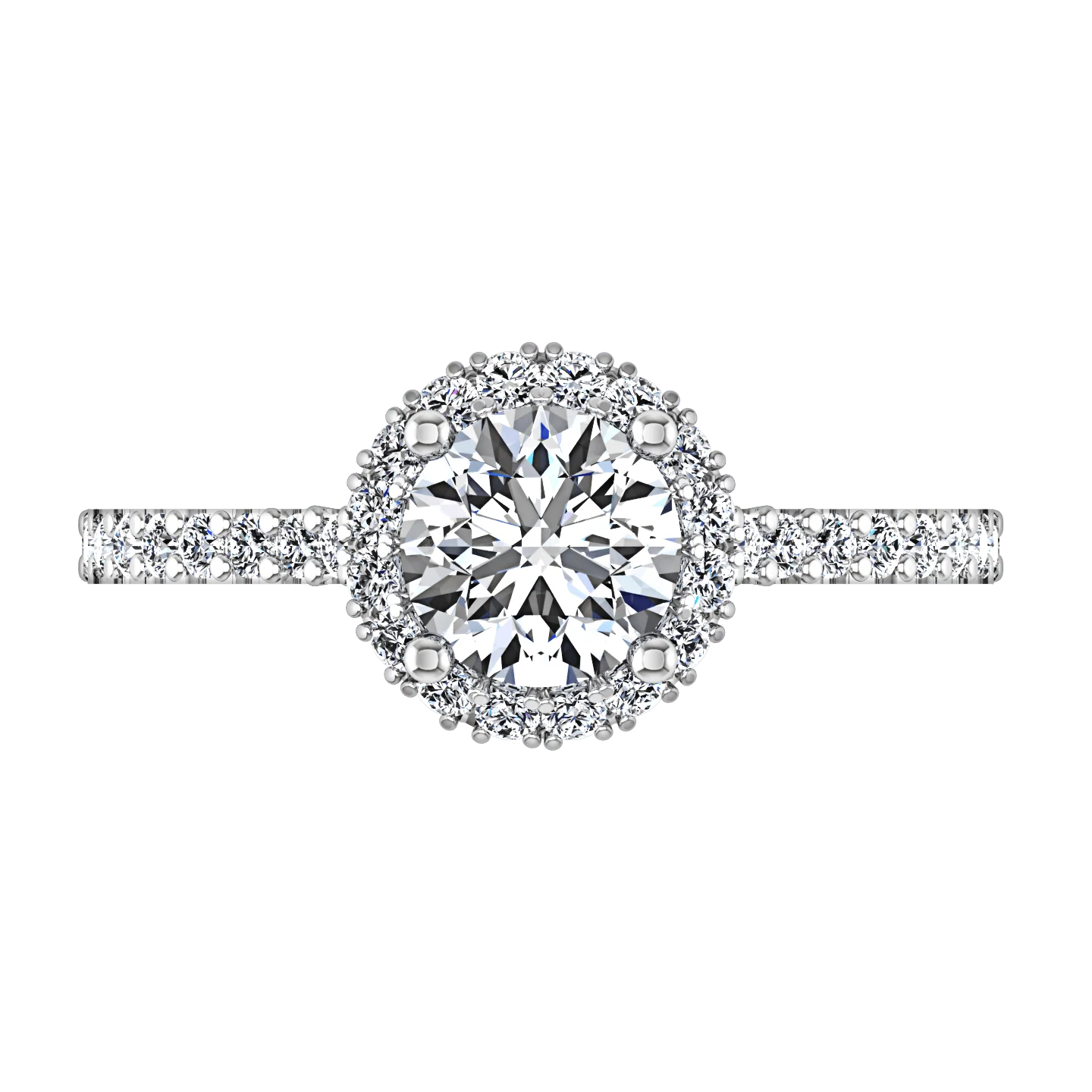 Round Diamond Halo  Engagement Ring Bethany 14K White Gold - Image 4
