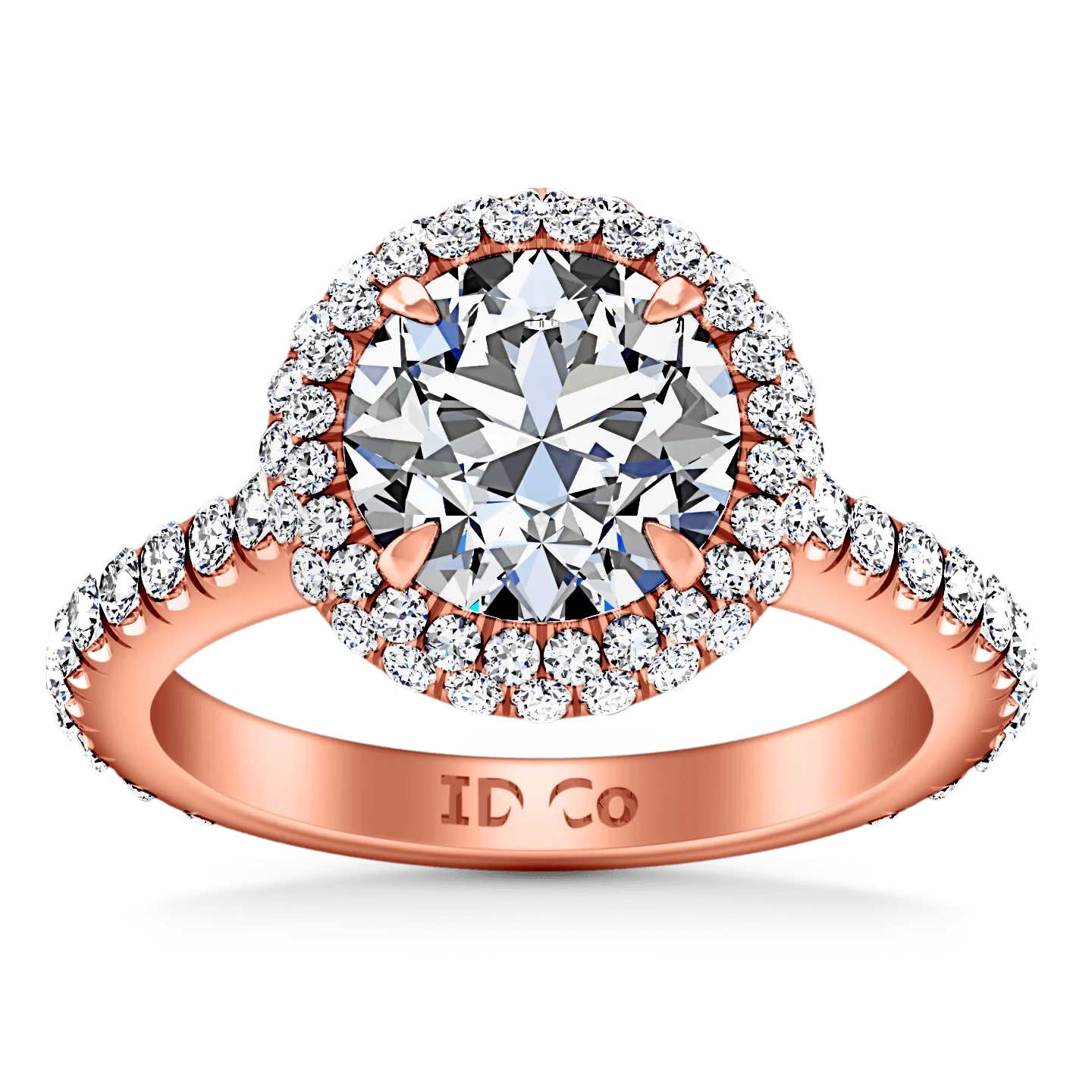 Halo Diamond Engagement Ring Blossom 14K Rose Gold
