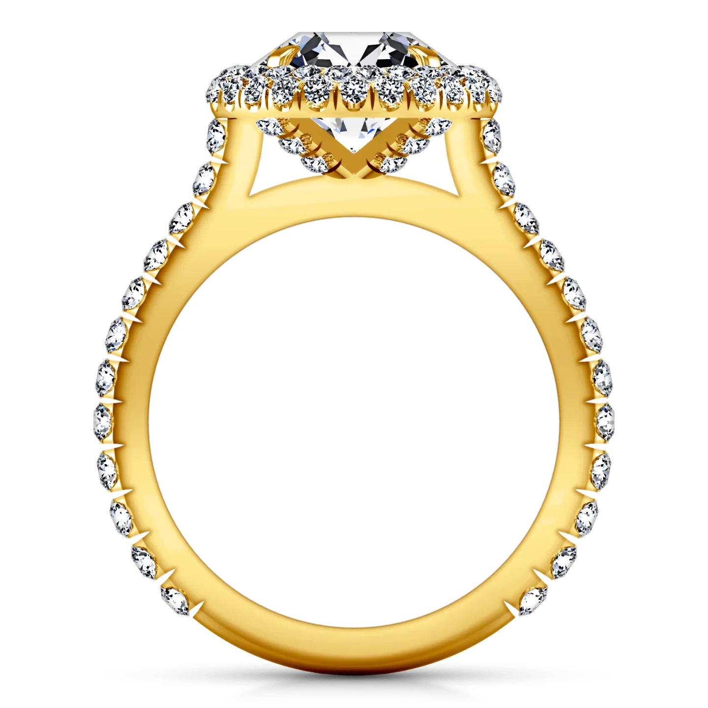 Halo Diamond Engagement Ring Blossom 14K Yellow Gold - Image 3