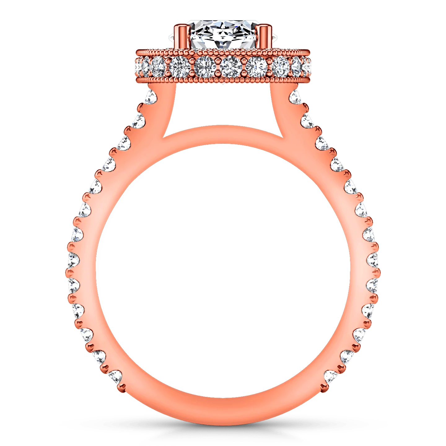 Halo Diamond Oval Engagement Ring Camille 14K Rose Gold - Image 3