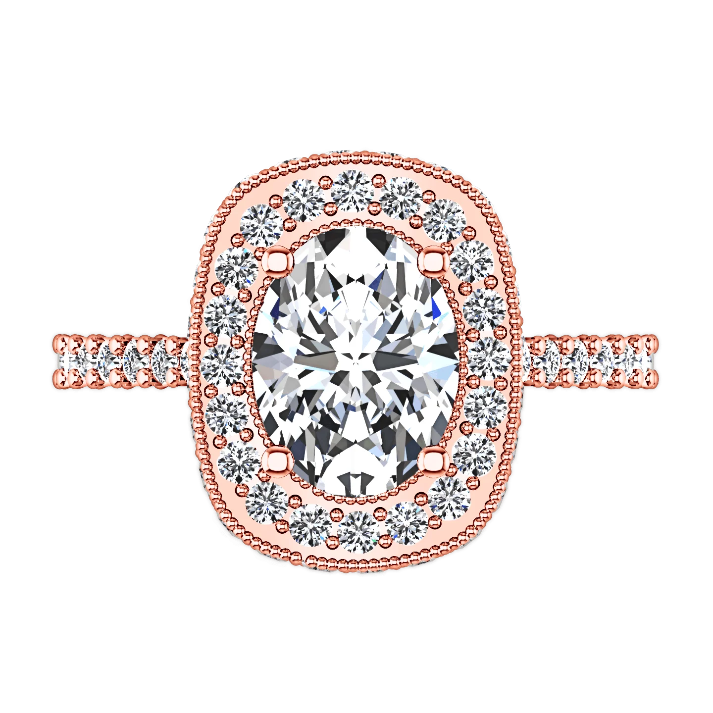 Halo Diamond Oval Engagement Ring Camille 14K Rose Gold - Image 4