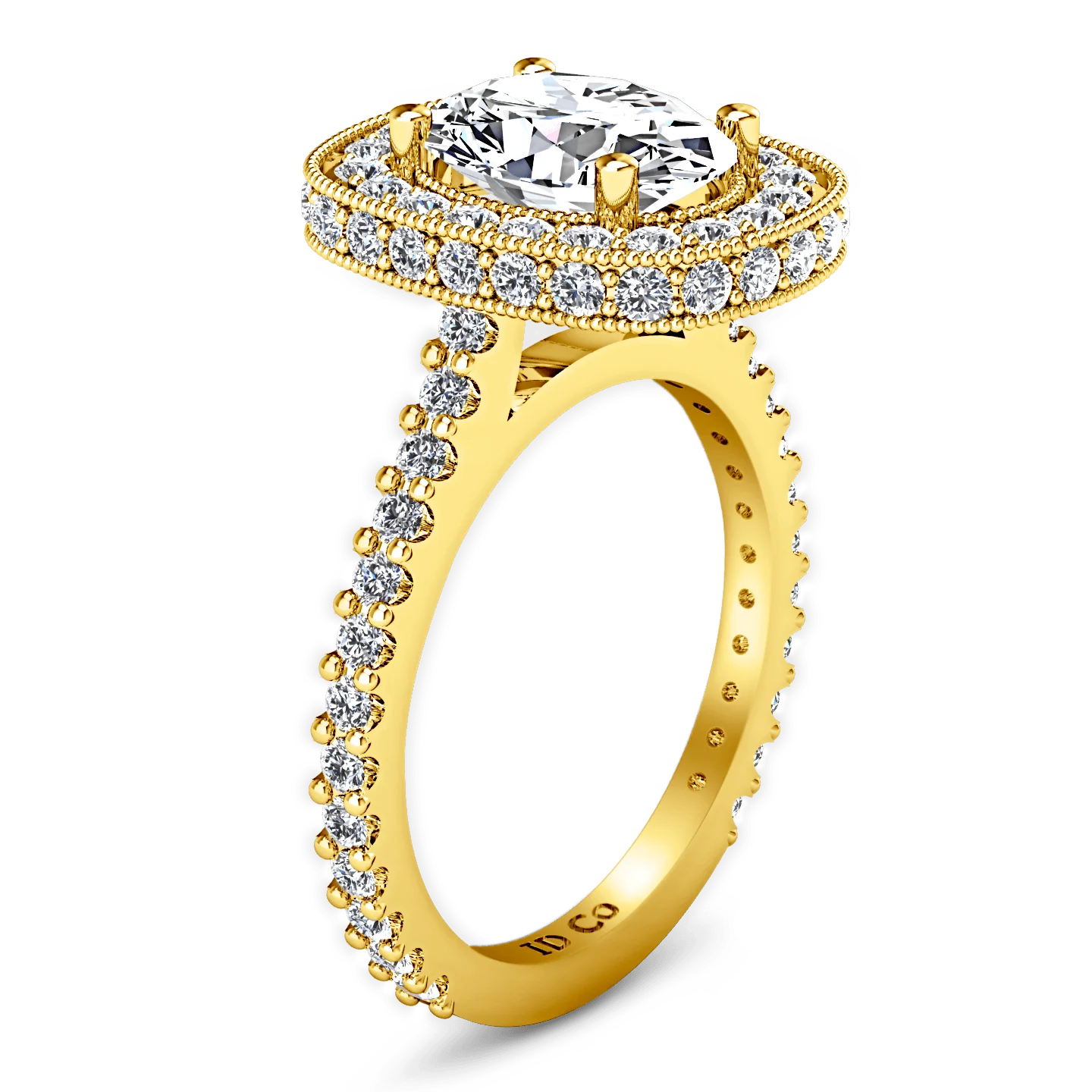 Halo Diamond Oval Engagement Ring Camille 14K Yellow Gold - Image 2
