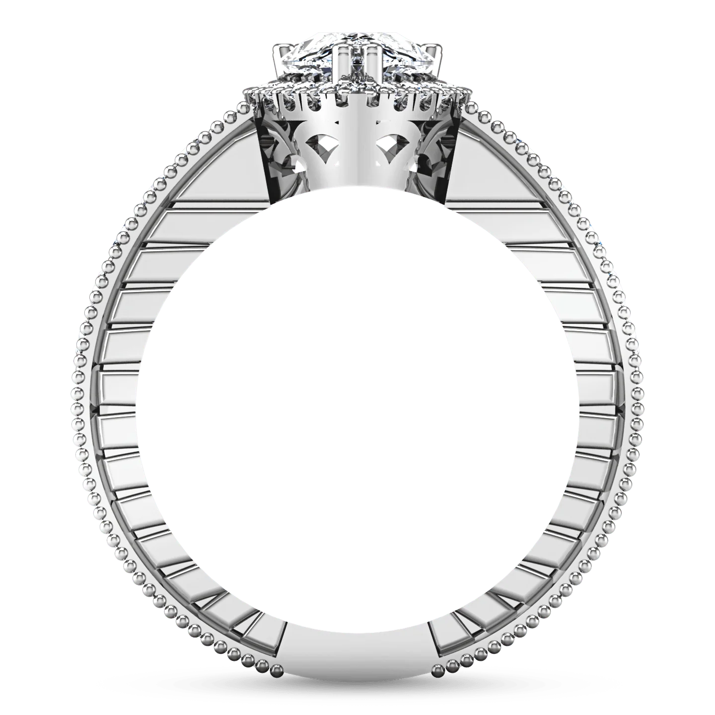 Halo Pear Diamond Engagement Ring Candence 14K White Gold - Image 3