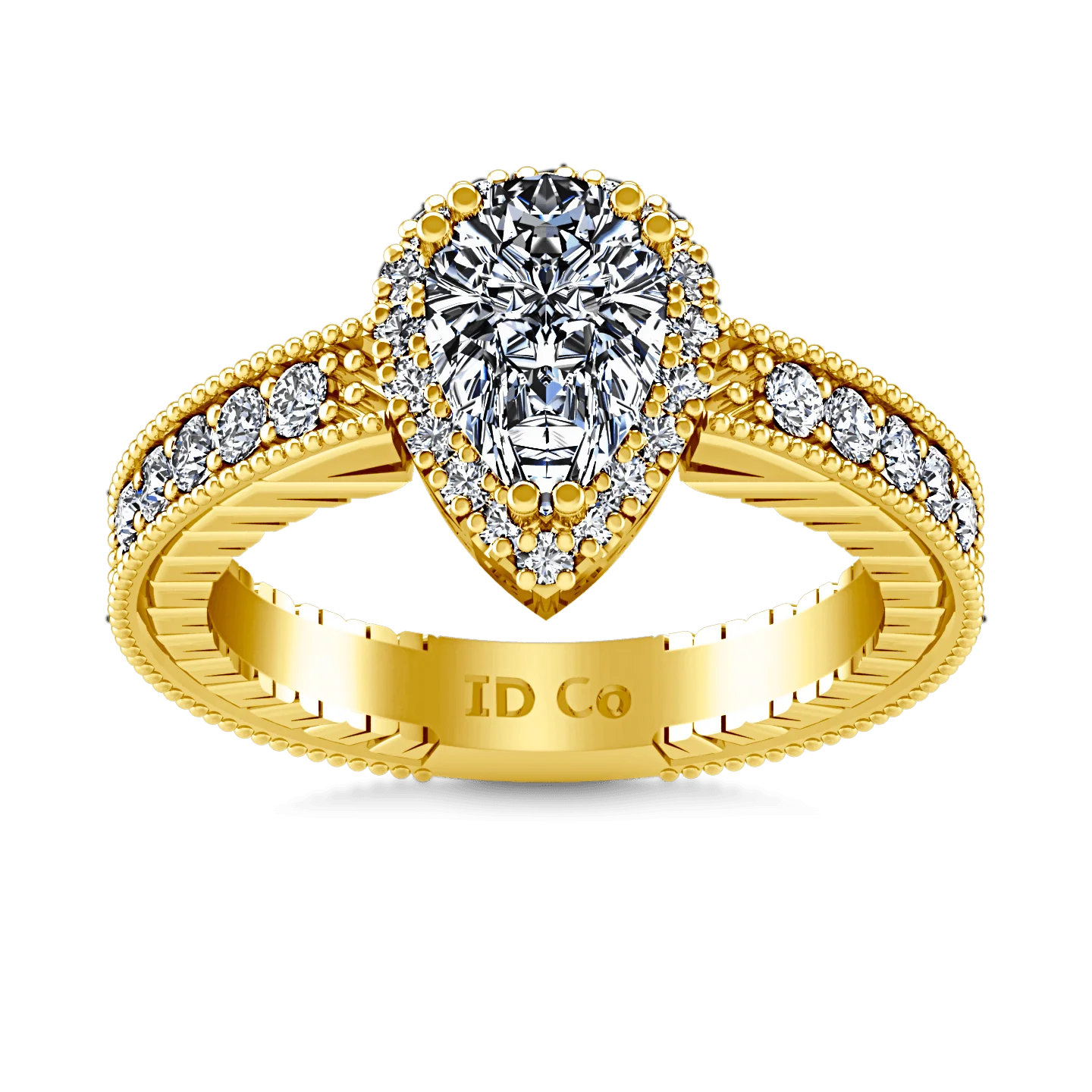 Halo Diamond Engagement Ring Candence 14K Yellow Gold