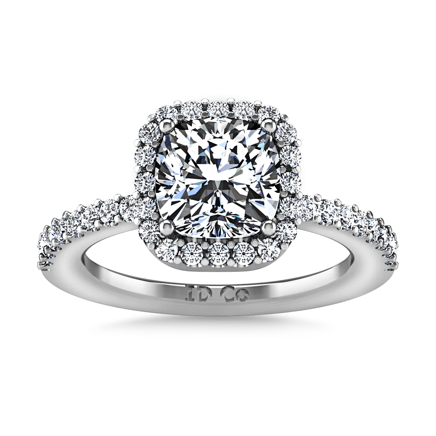 Halo Cushion Cut Diamond Engagement Ring Claire 14K White Gold