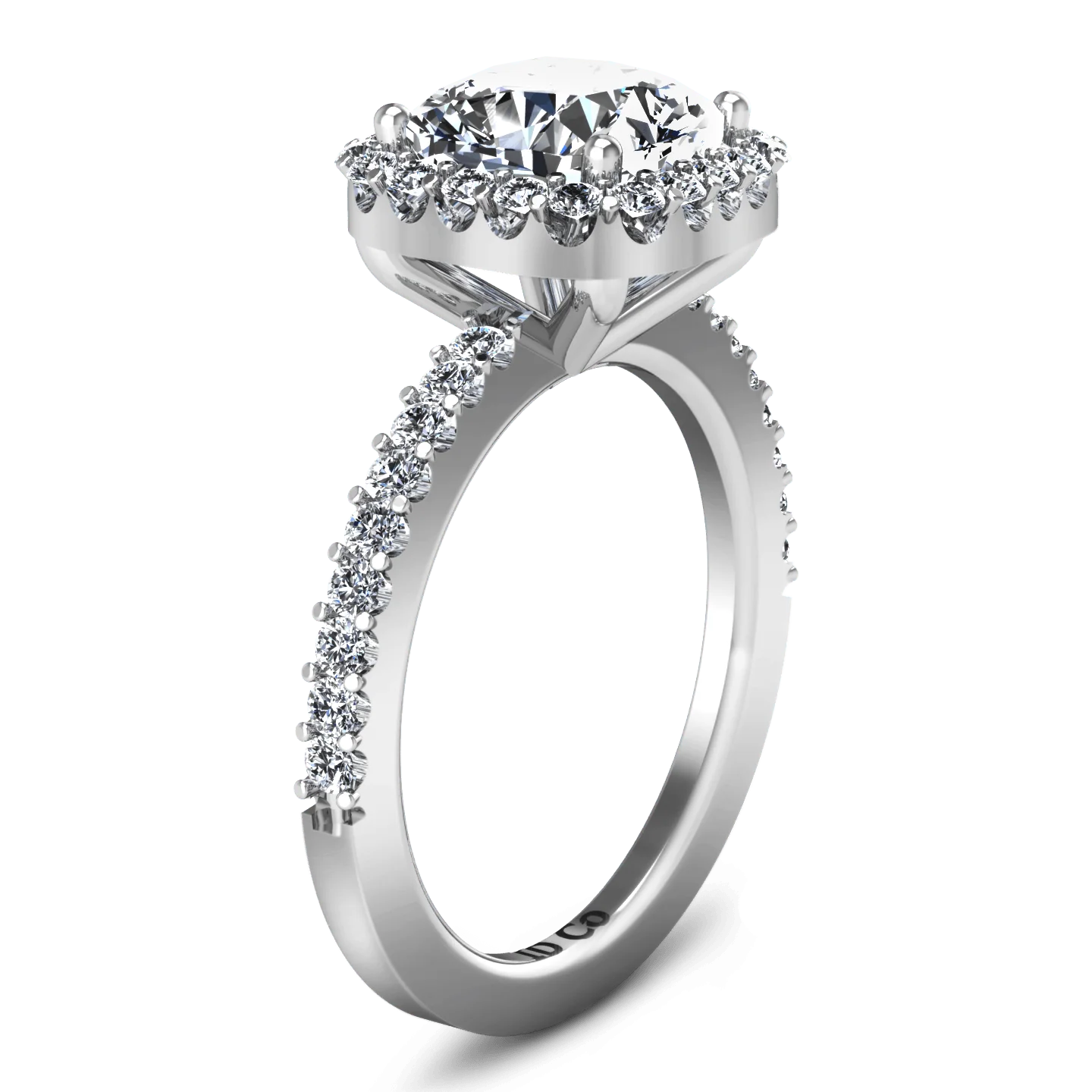 Halo Cushion Cut Diamond Engagement Ring Claire 14K White Gold - Image 2