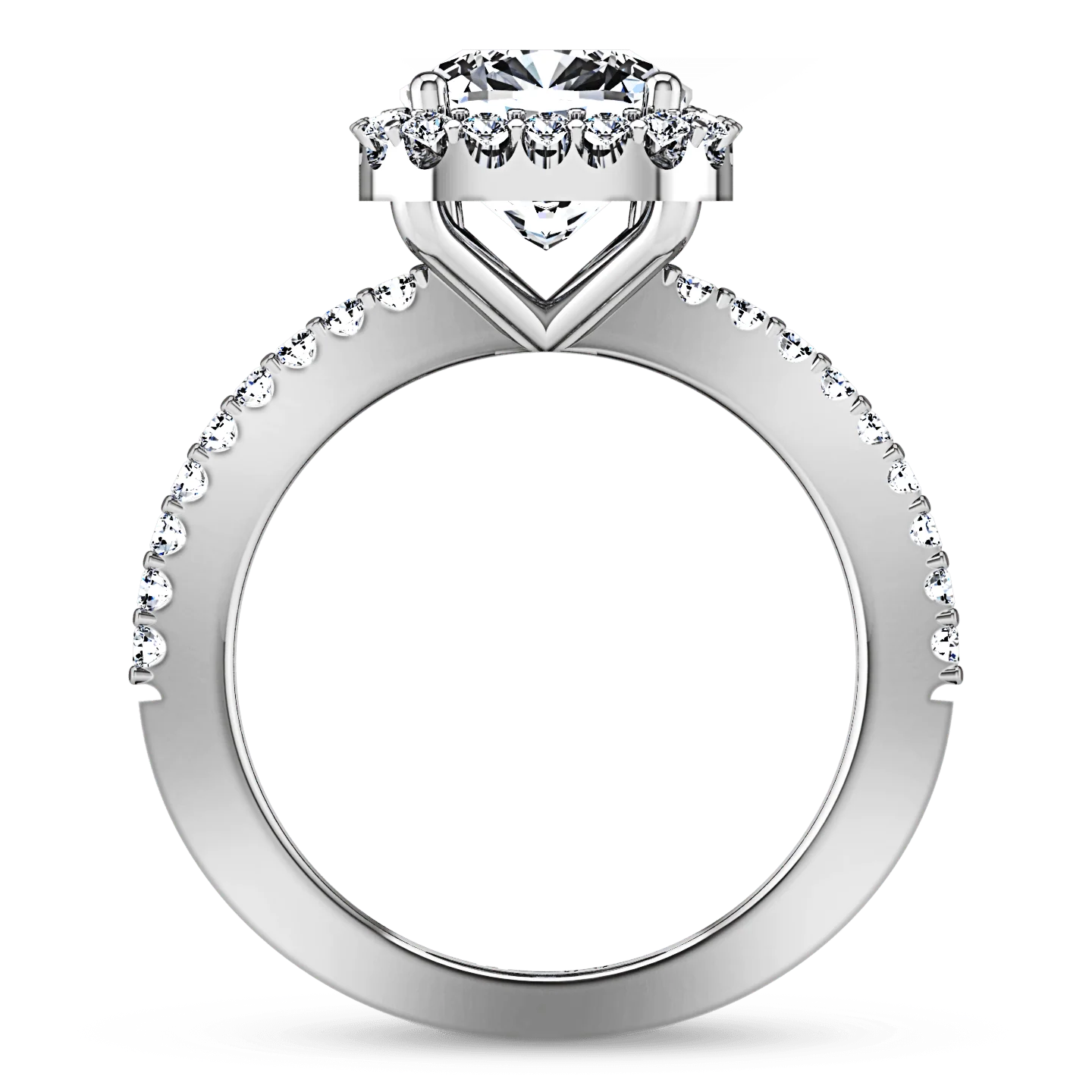 Halo Cushion Cut Diamond Engagement Ring Claire 14K White Gold - Image 3