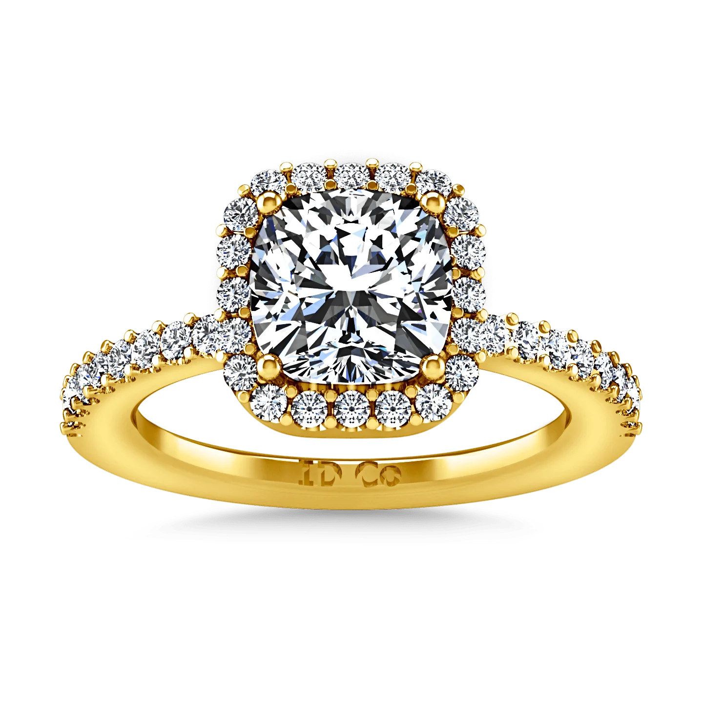 Halo Diamond Cushion Cut Engagement Ring Claire 14K Yellow Gold