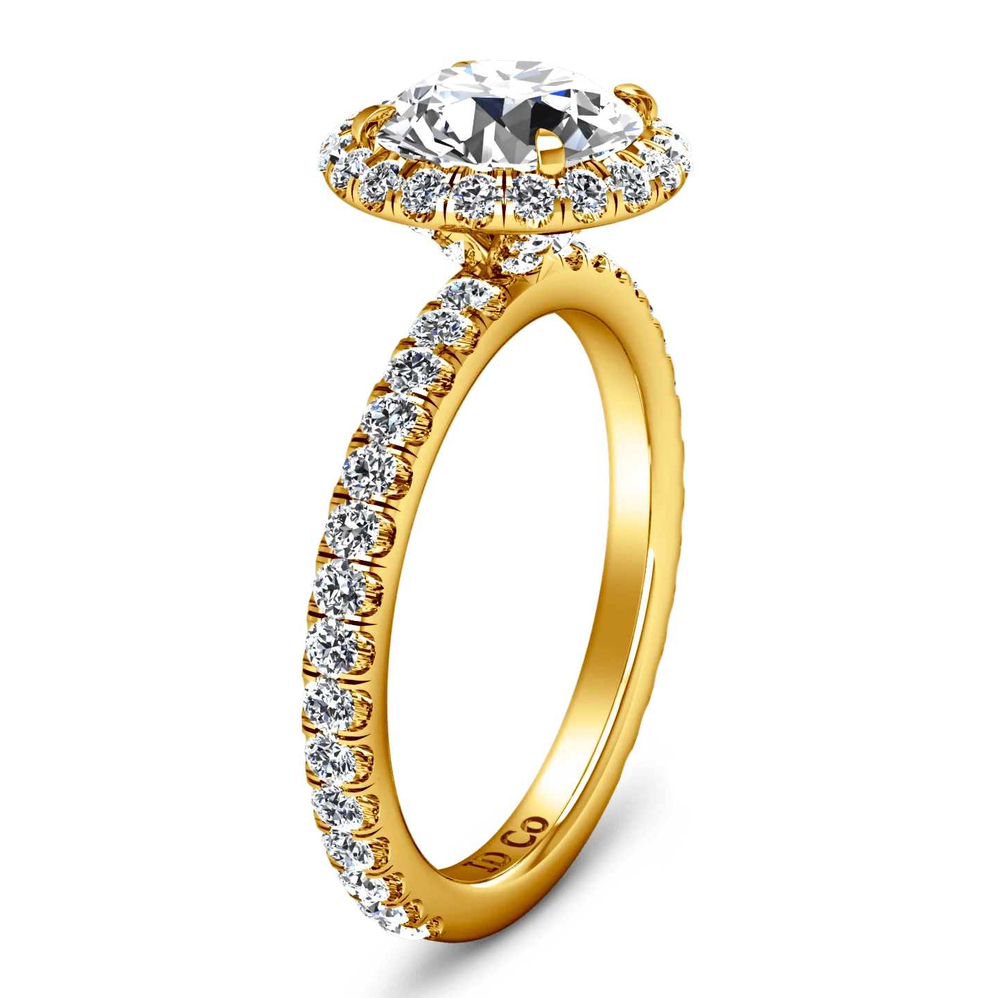 Halo Diamond Engagement Ring Clayton 14K Yellow Gold - Image 2