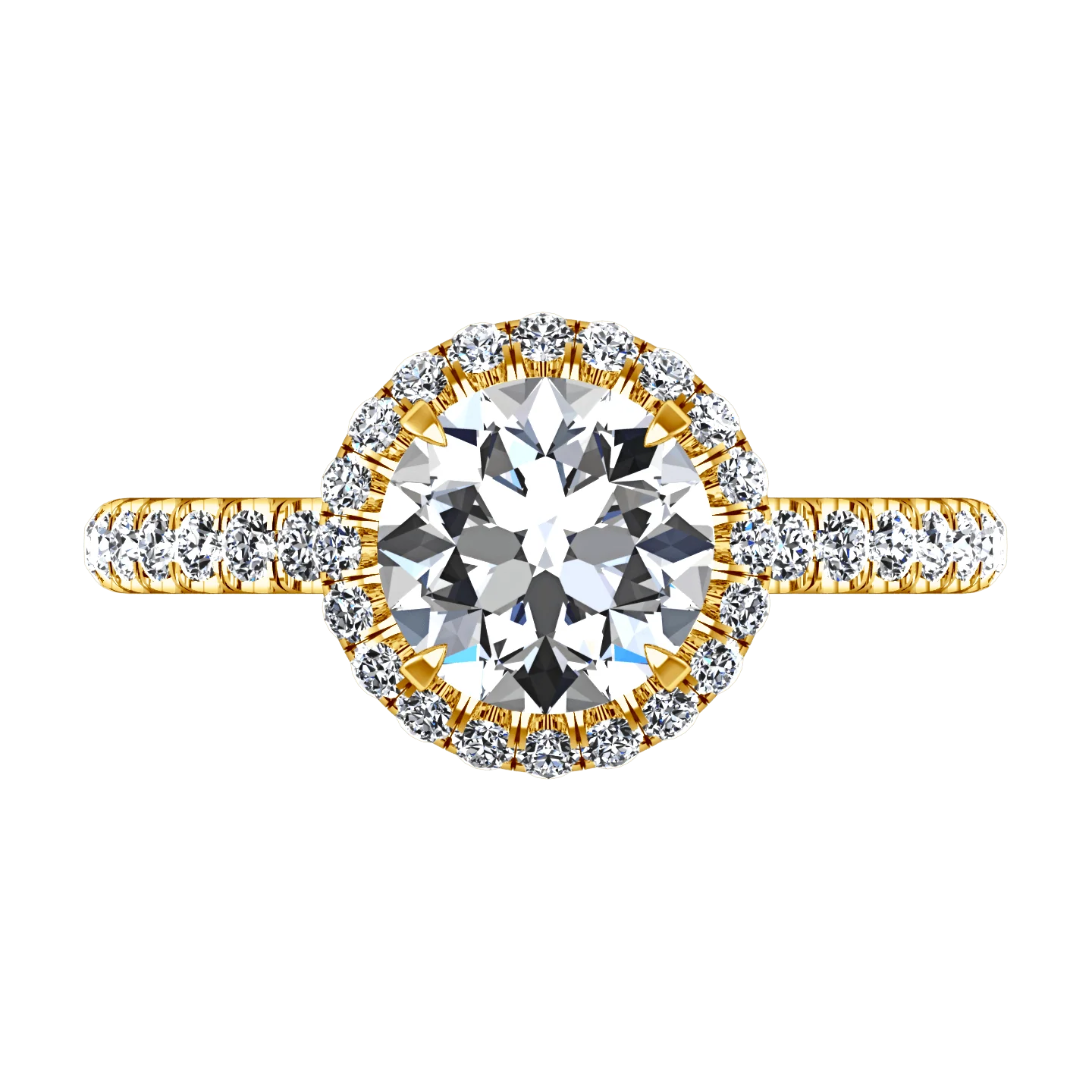 Halo Diamond Engagement Ring Clayton 14K Yellow Gold - Image 4