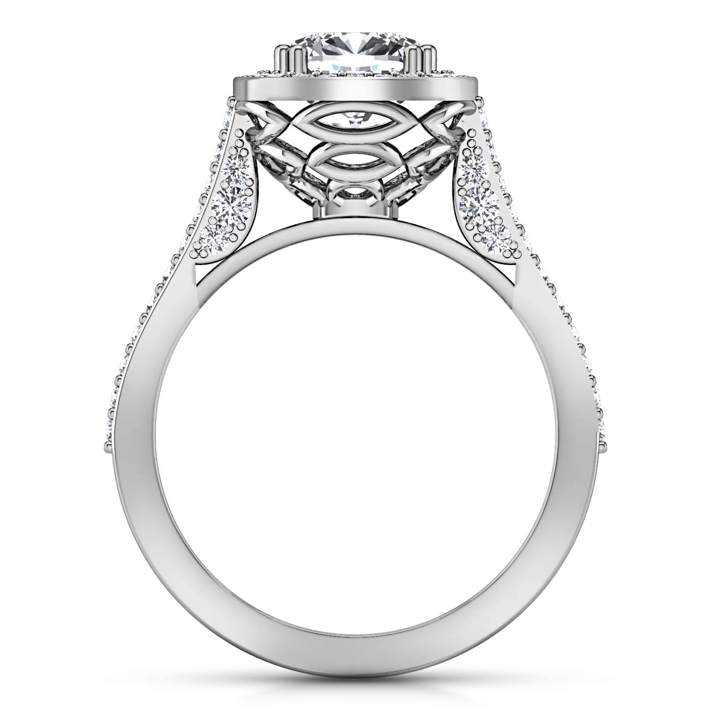 Halo Cushion Cut Diamond Engagement Ring Coco 14K White Gold - Image 3