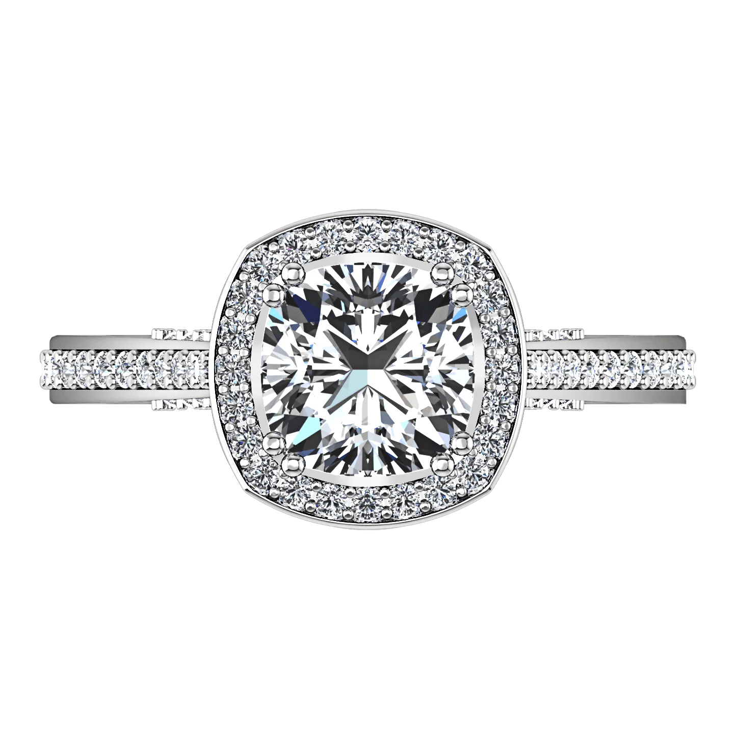 Halo Cushion Cut Diamond Engagement Ring Coco 14K White Gold - Image 4