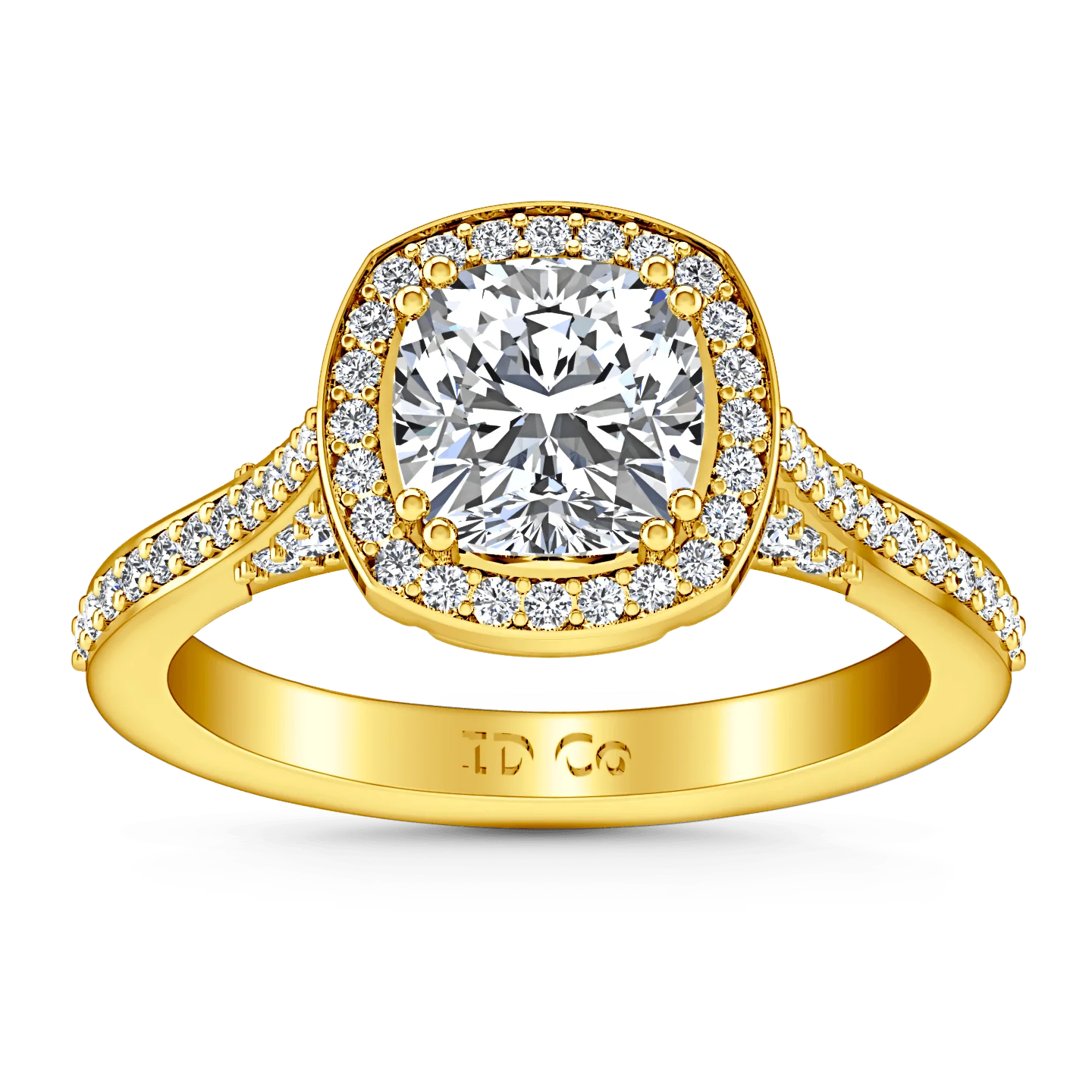 Halo Diamond Cushion Cut Engagement Ring Coco 14K Yellow Gold