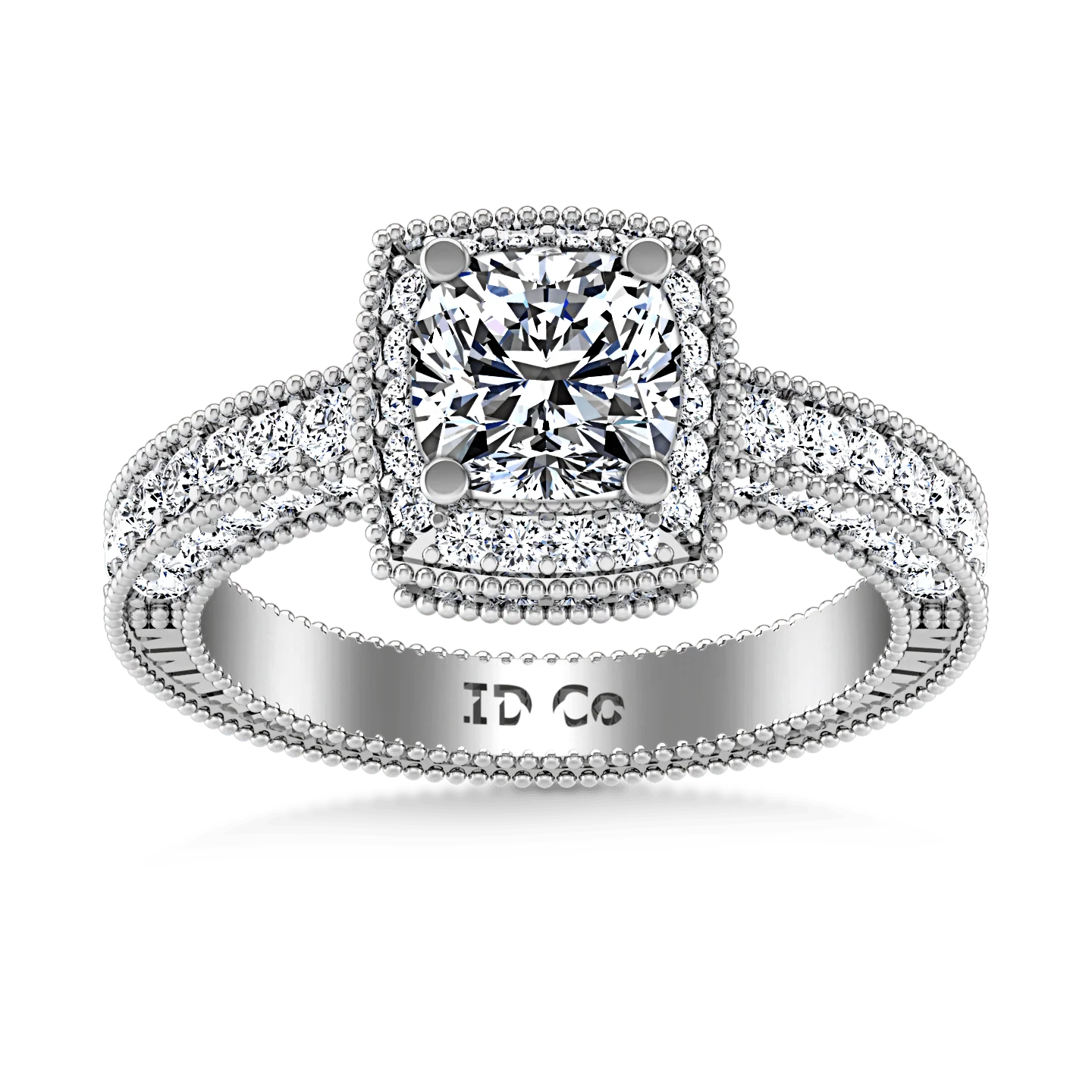 Round Diamond Halo  Engagement Ring Danica 14K White Gold
