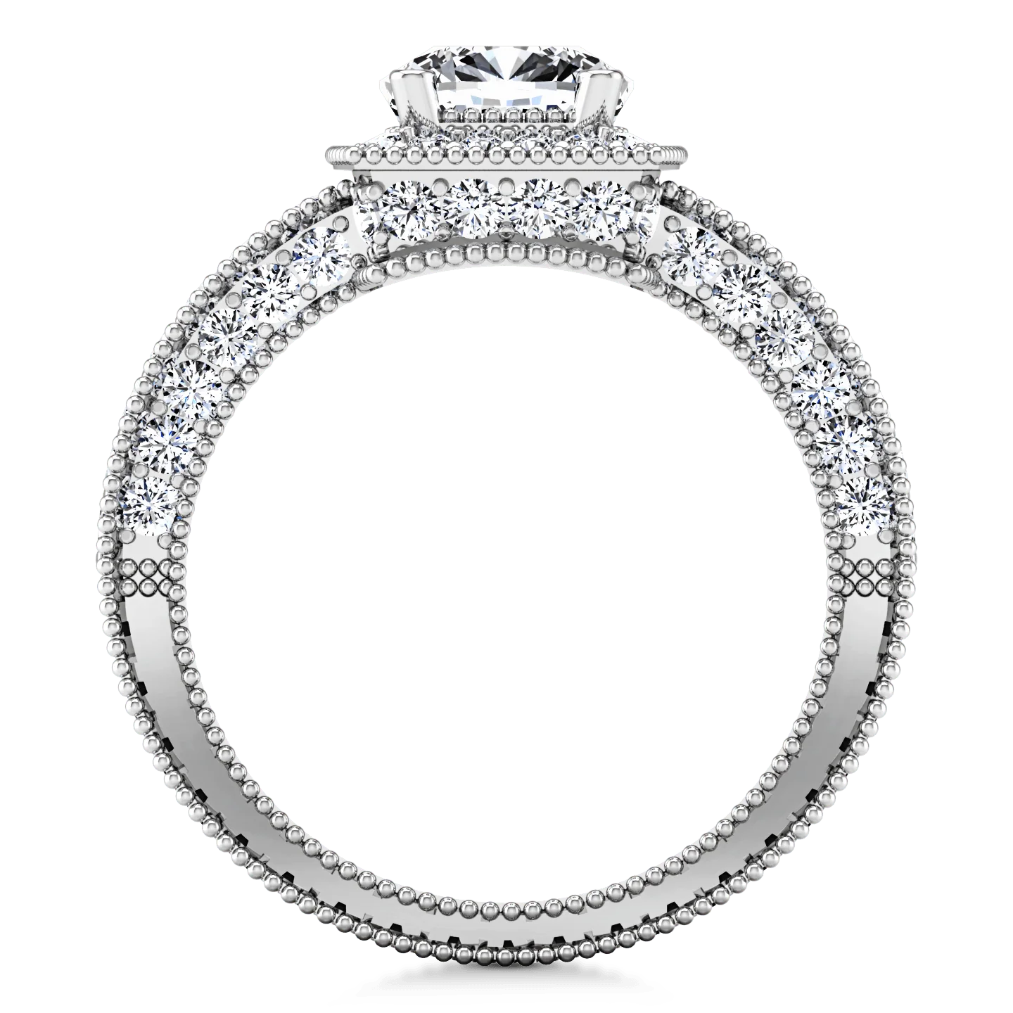 Round Diamond Halo  Engagement Ring Danica 14K White Gold - Image 3