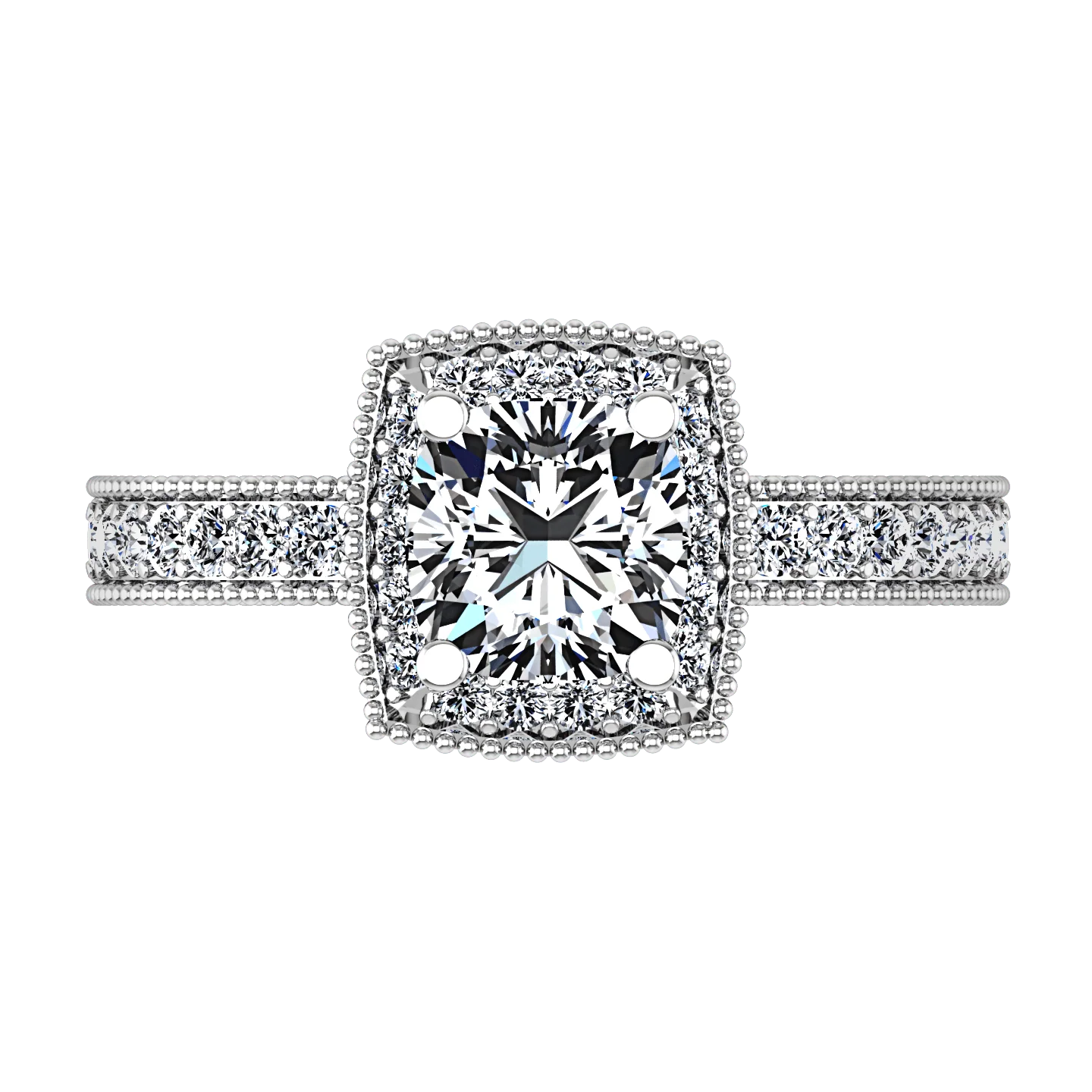 Round Diamond Halo  Engagement Ring Danica 14K White Gold - Image 4