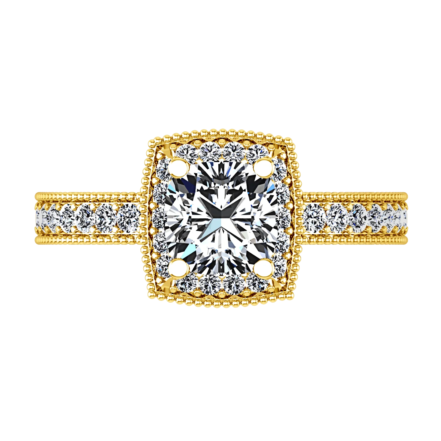 Halo Diamond Engagement Ring Danica 14K Yellow Gold - Image 4