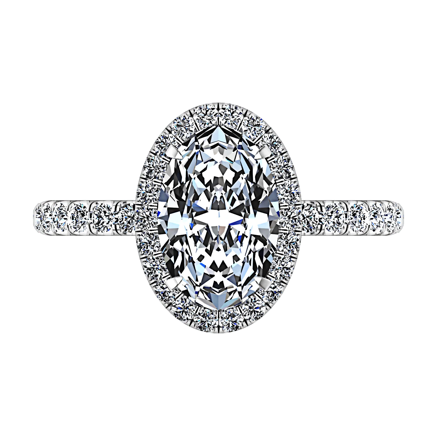 Halo Oval Diamond Engagement Ring Elsa 14K White Gold - Image 4