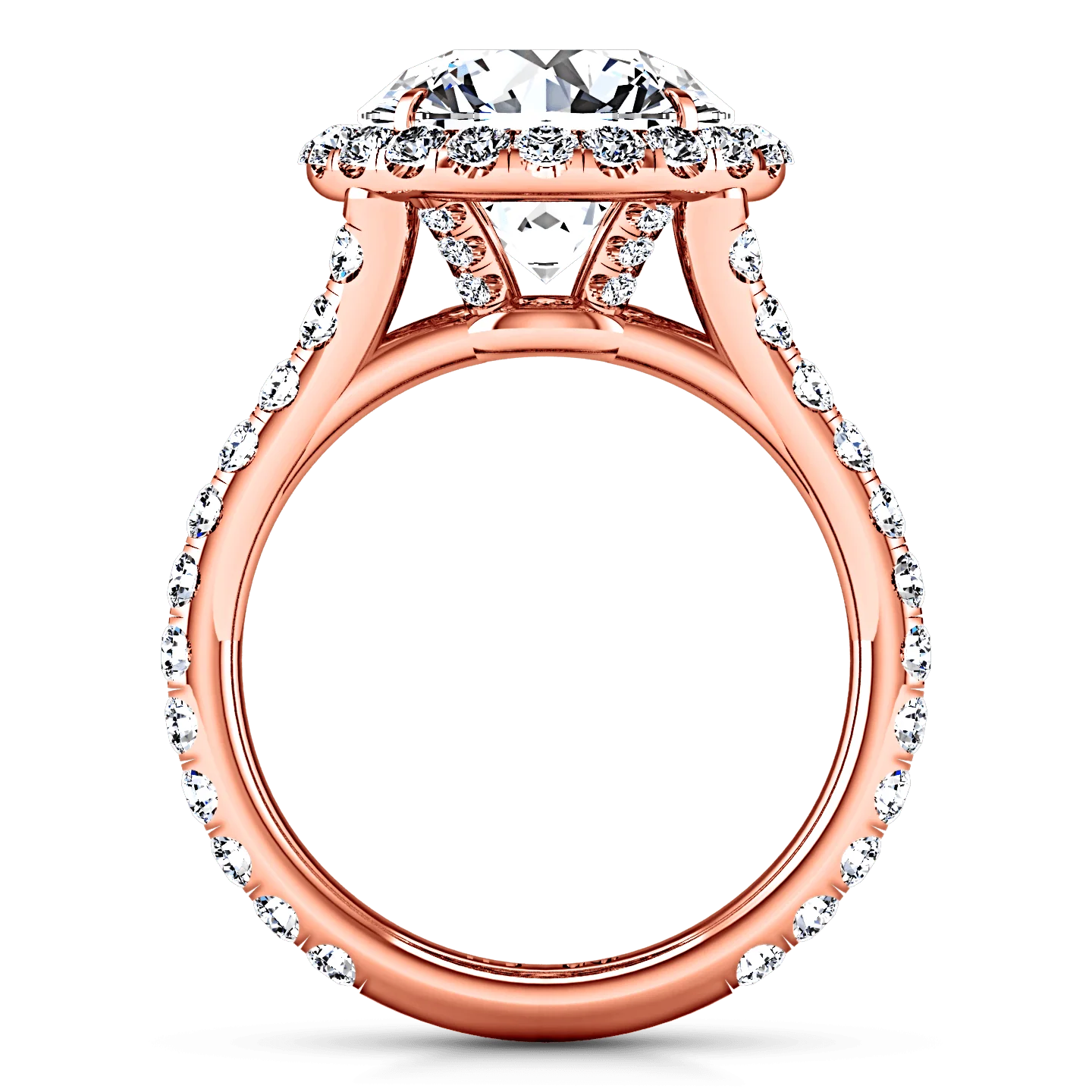 Halo Diamond  Engagement Ring Emotion 14K Rose Gold - Image 3