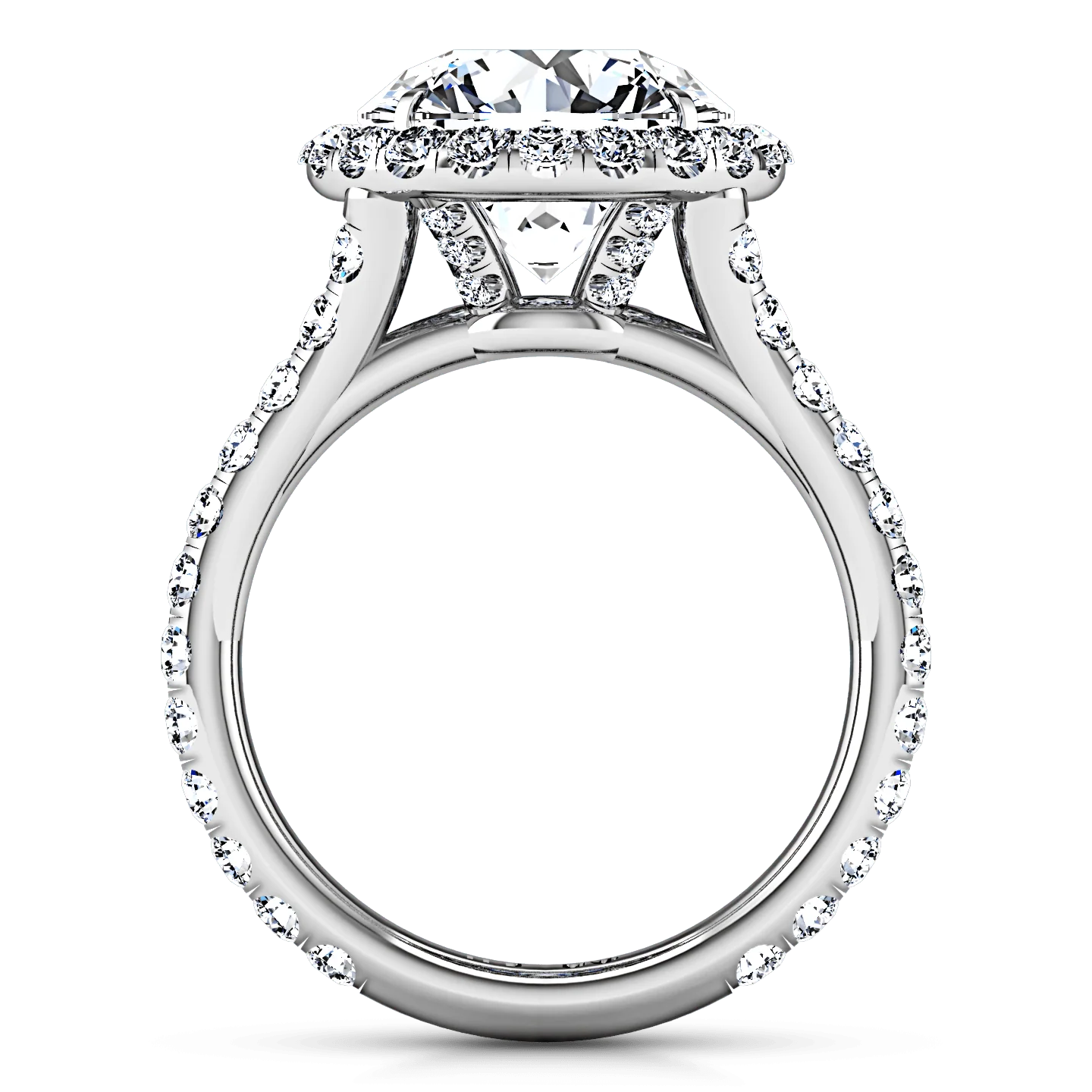 Round Diamond Halo  Engagement Ring Emotion 14K White Gold - Image 3