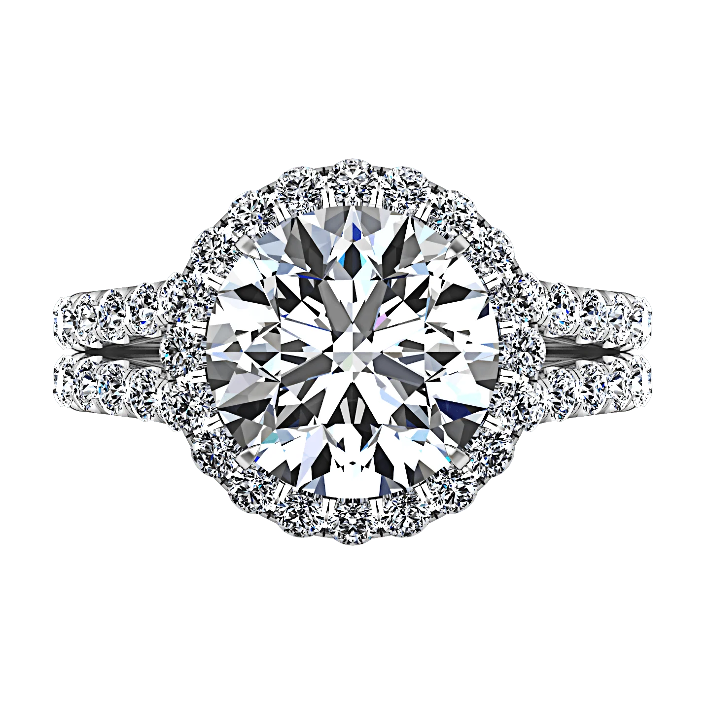 Round Diamond Halo  Engagement Ring Emotion 14K White Gold - Image 4