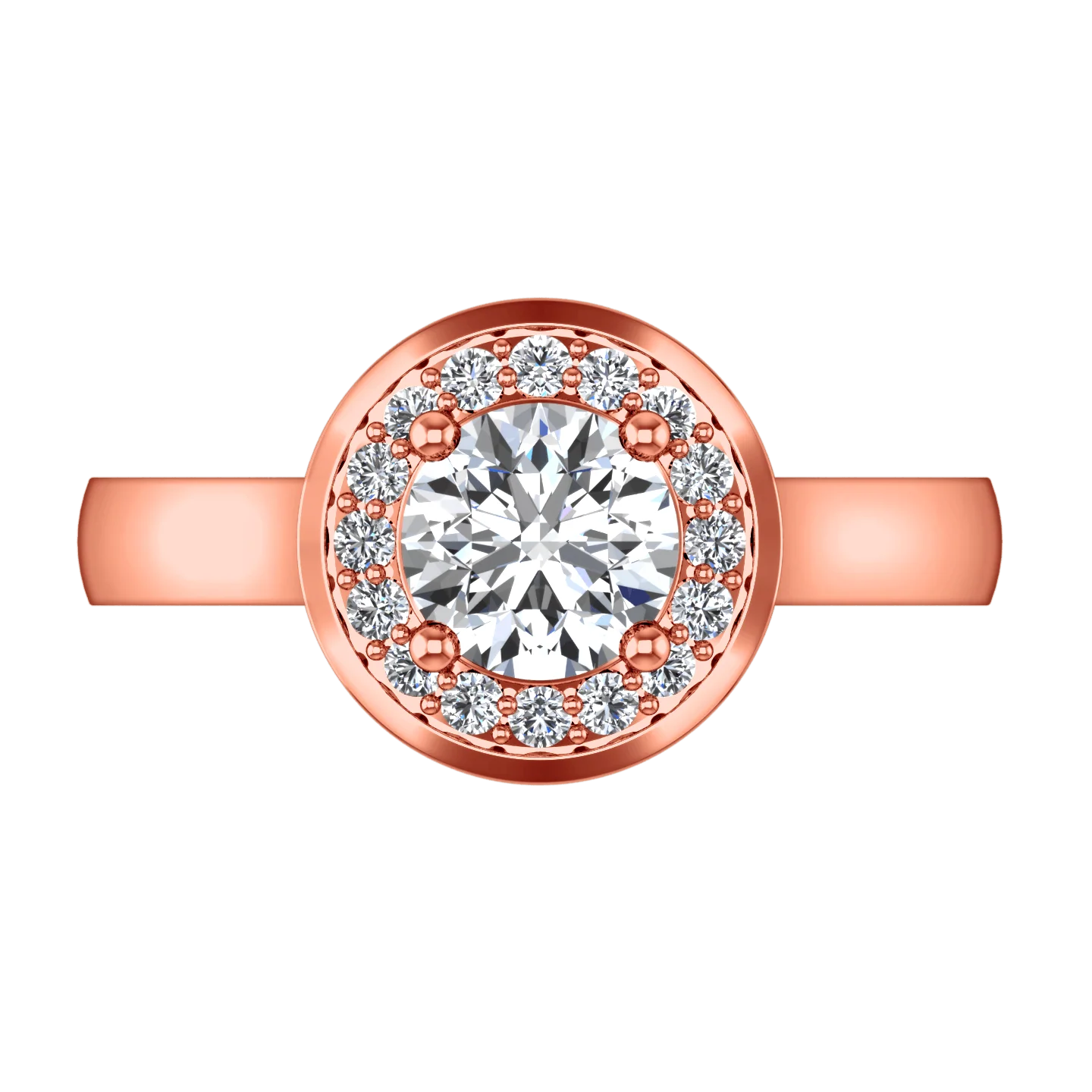 Halo Diamond Engagement Ring Erica 14K Rose Gold - Image 4
