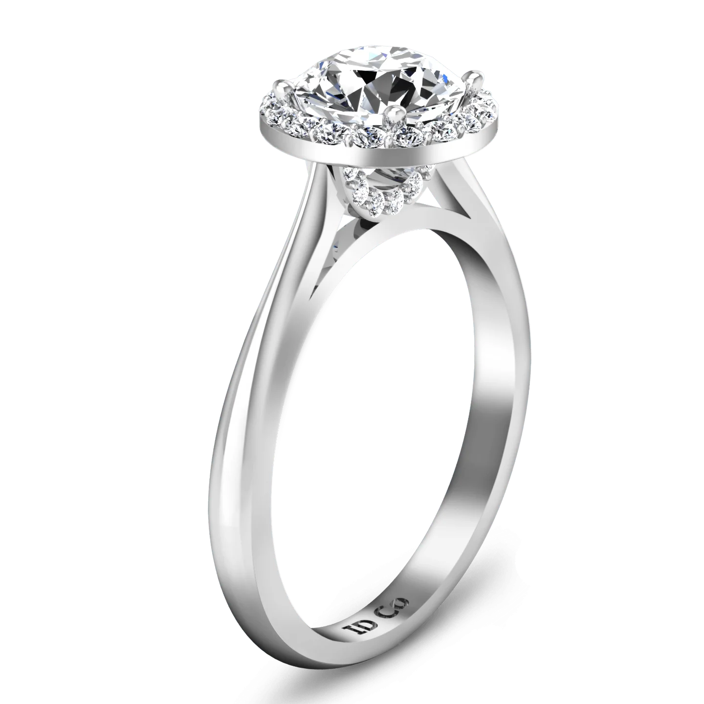 Round Diamond Halo  Engagement Ring Etoile 14K White Gold - Image 2