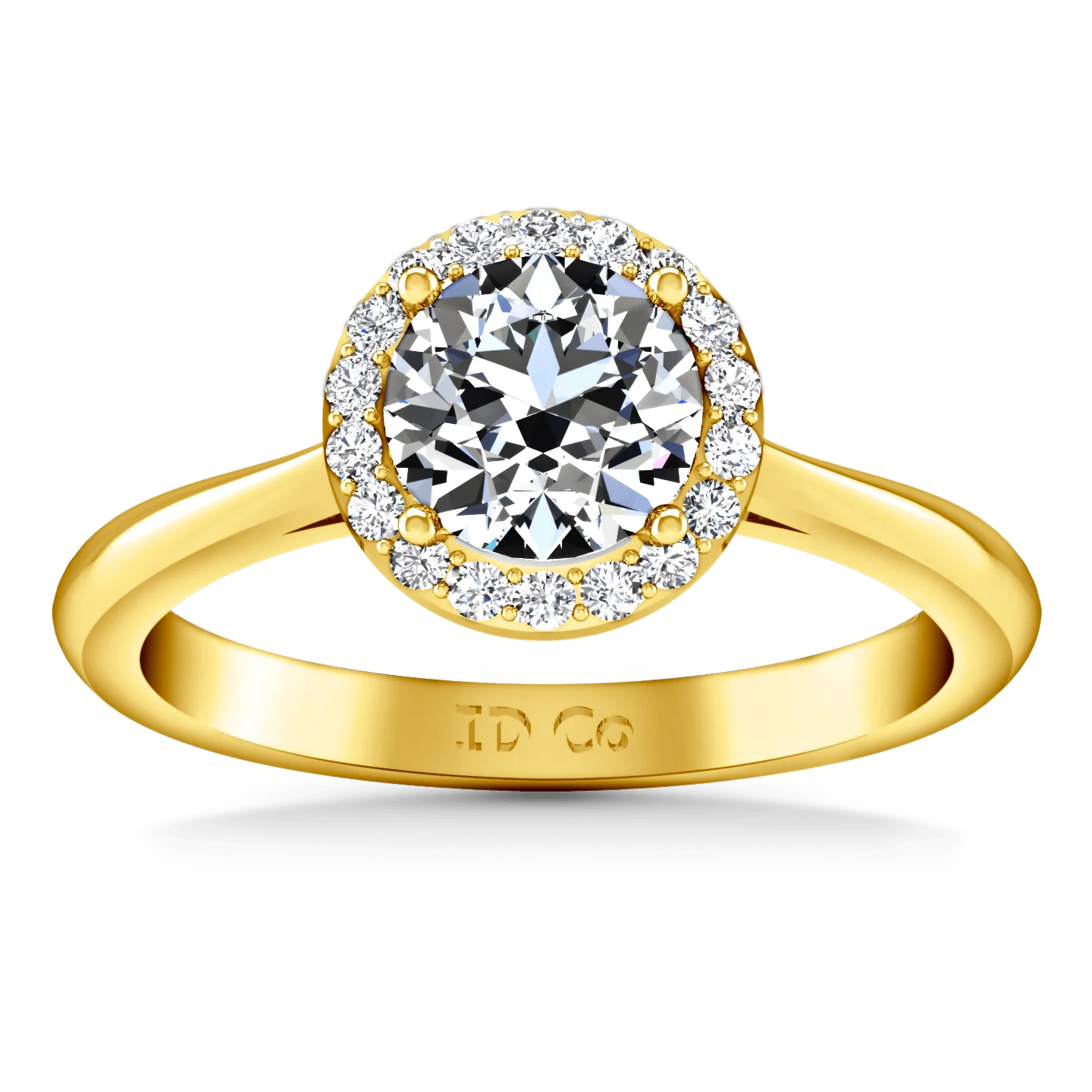 Halo Diamond Engagement Ring Etoile 14K Yellow Gold