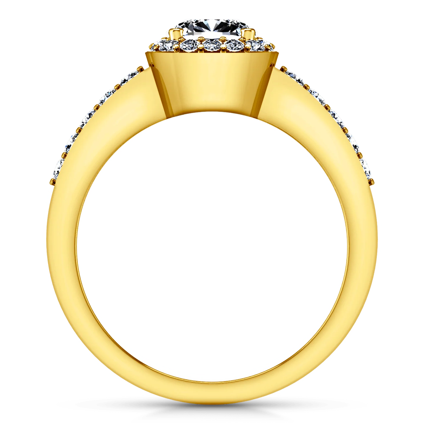 Halo Diamond Engagement Ring Eve 14K Yellow Gold - Image 3
