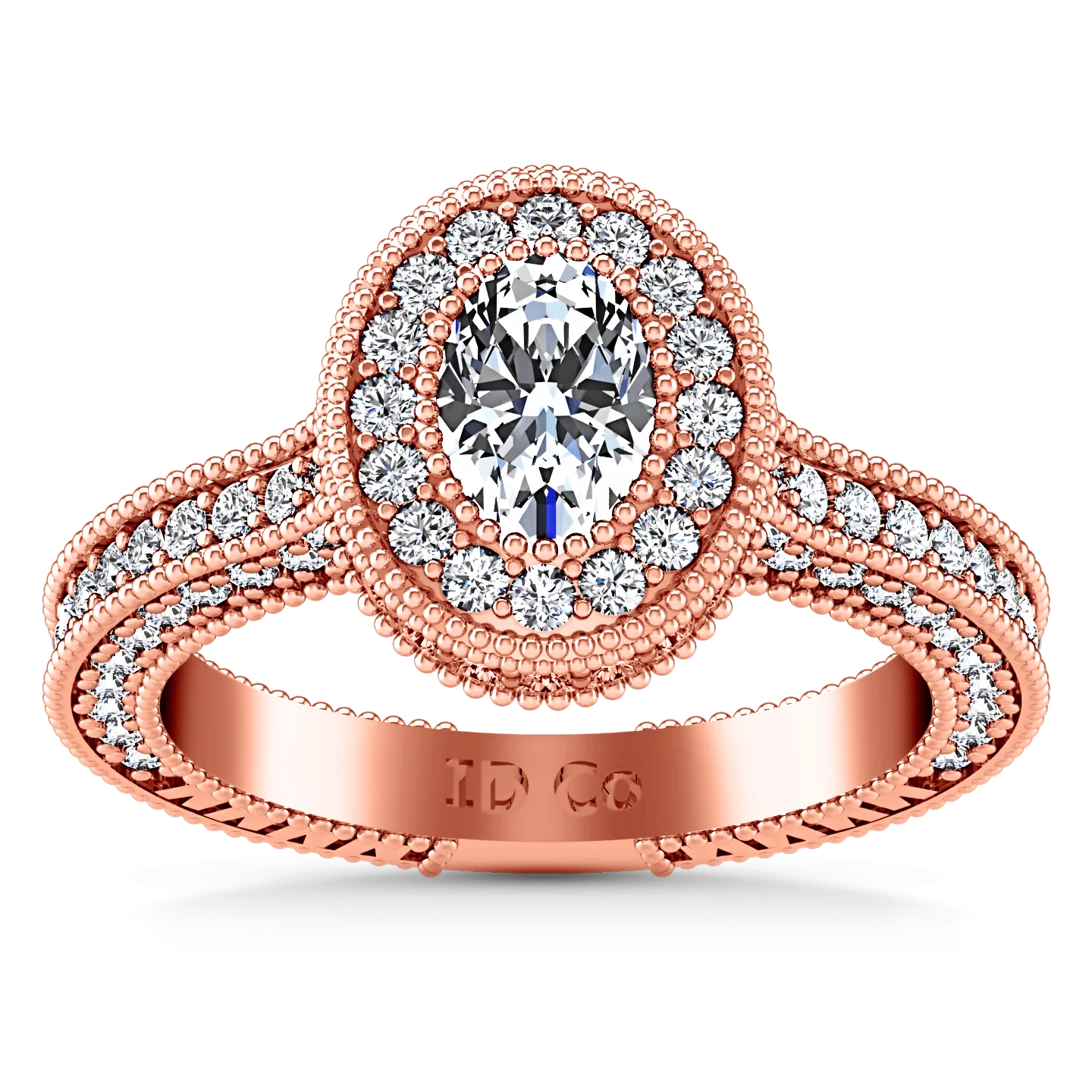 Halo Diamond Oval Engagement Ring Hannah 14K Rose Gold