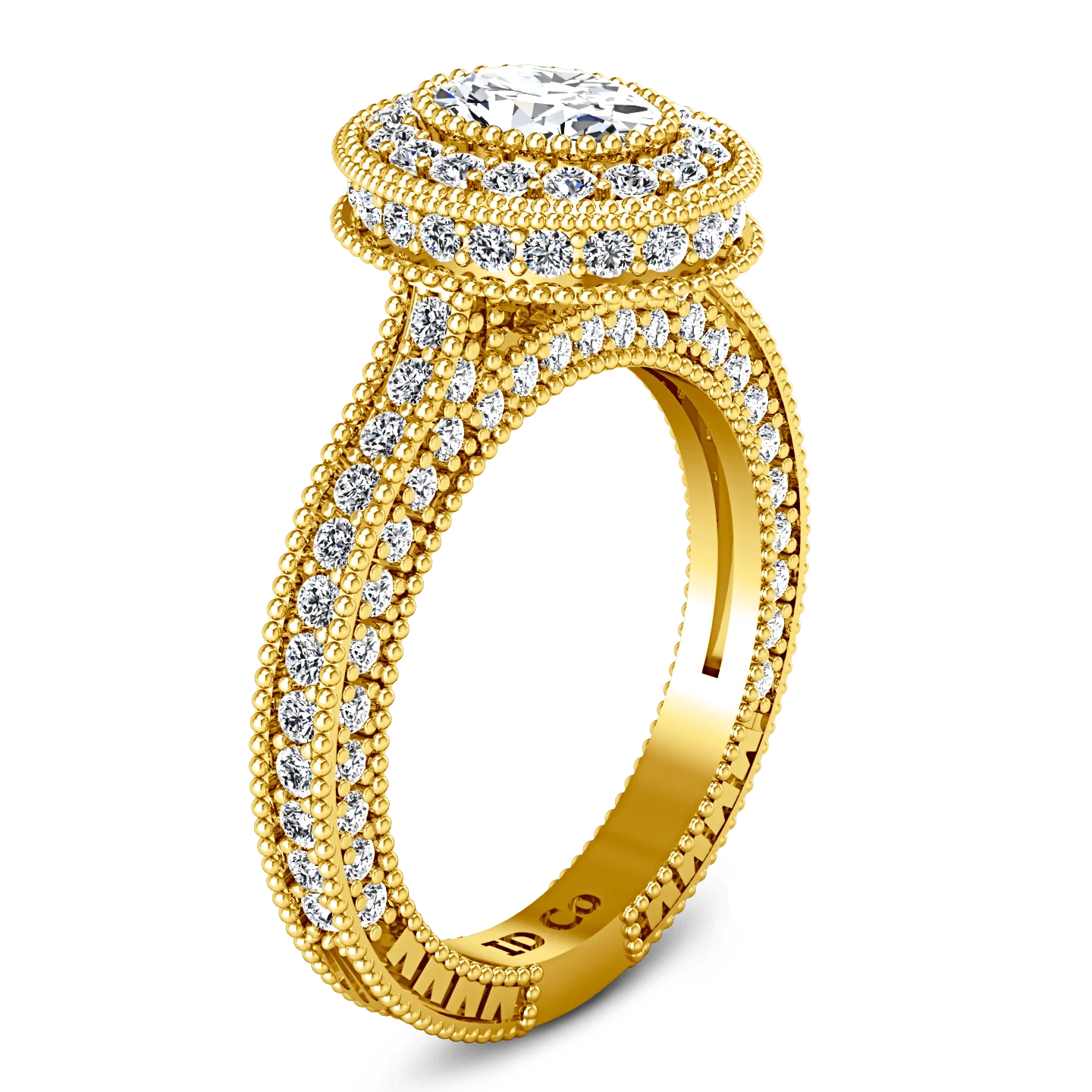 Halo Diamond Oval Engagement Ring Hannah 14K Yellow Gold - Image 2