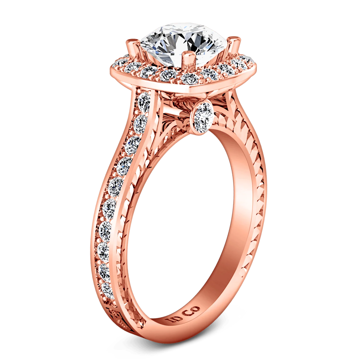 Halo Diamond Engagement Ring Heather 14K Rose Gold - Image 2