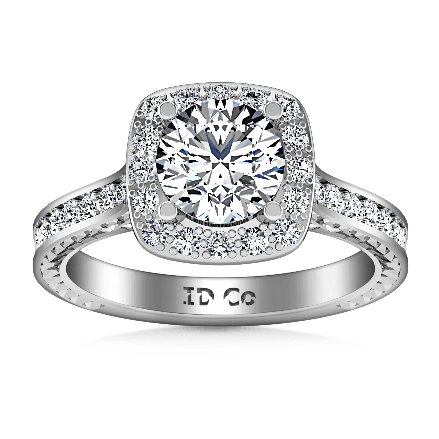 Round Diamond Halo Engagement Ring Heather 14K White Gold