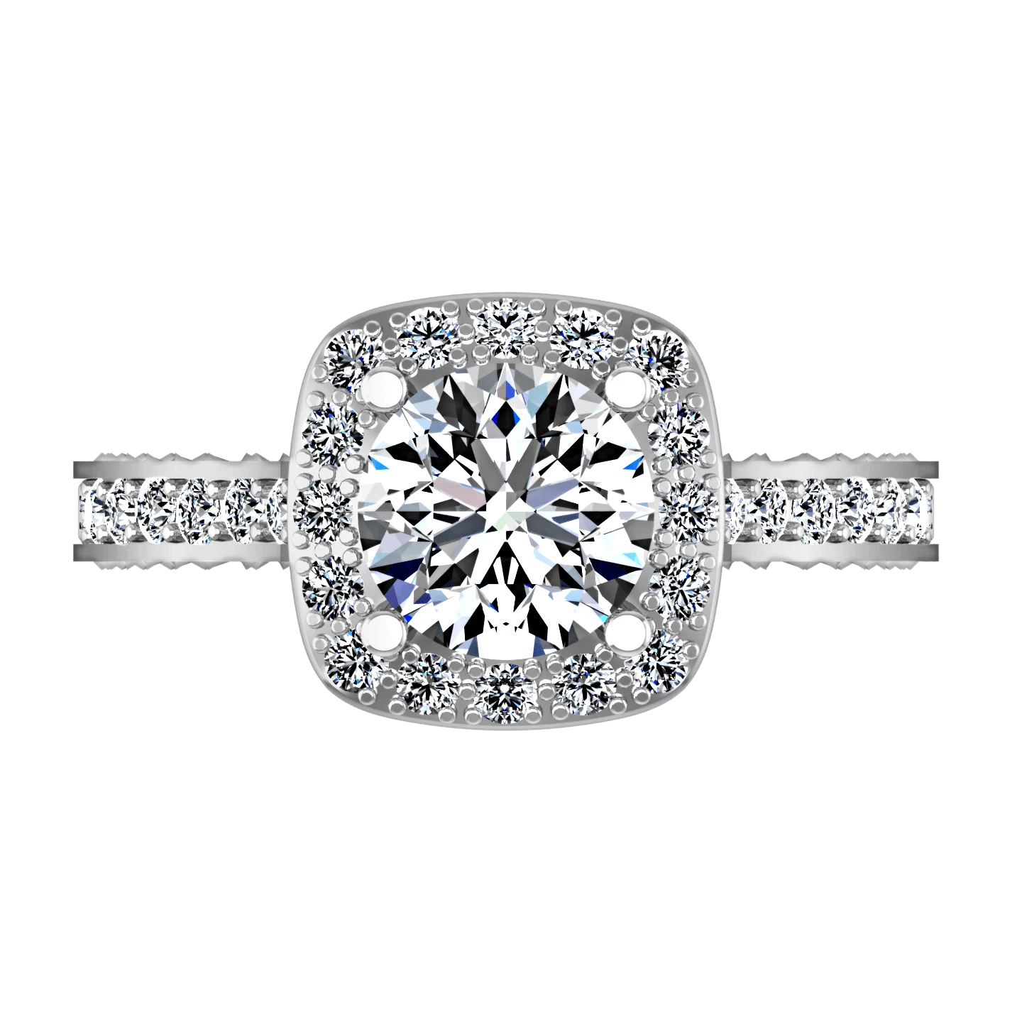 Round Diamond Halo Engagement Ring Heather 14K White Gold - Image 4