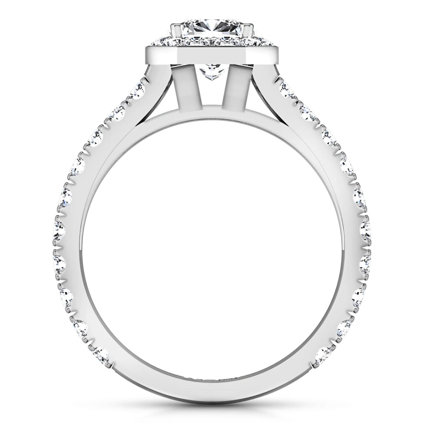 Round Diamond Halo Engagement Ring Irina 14K White Gold - Image 3