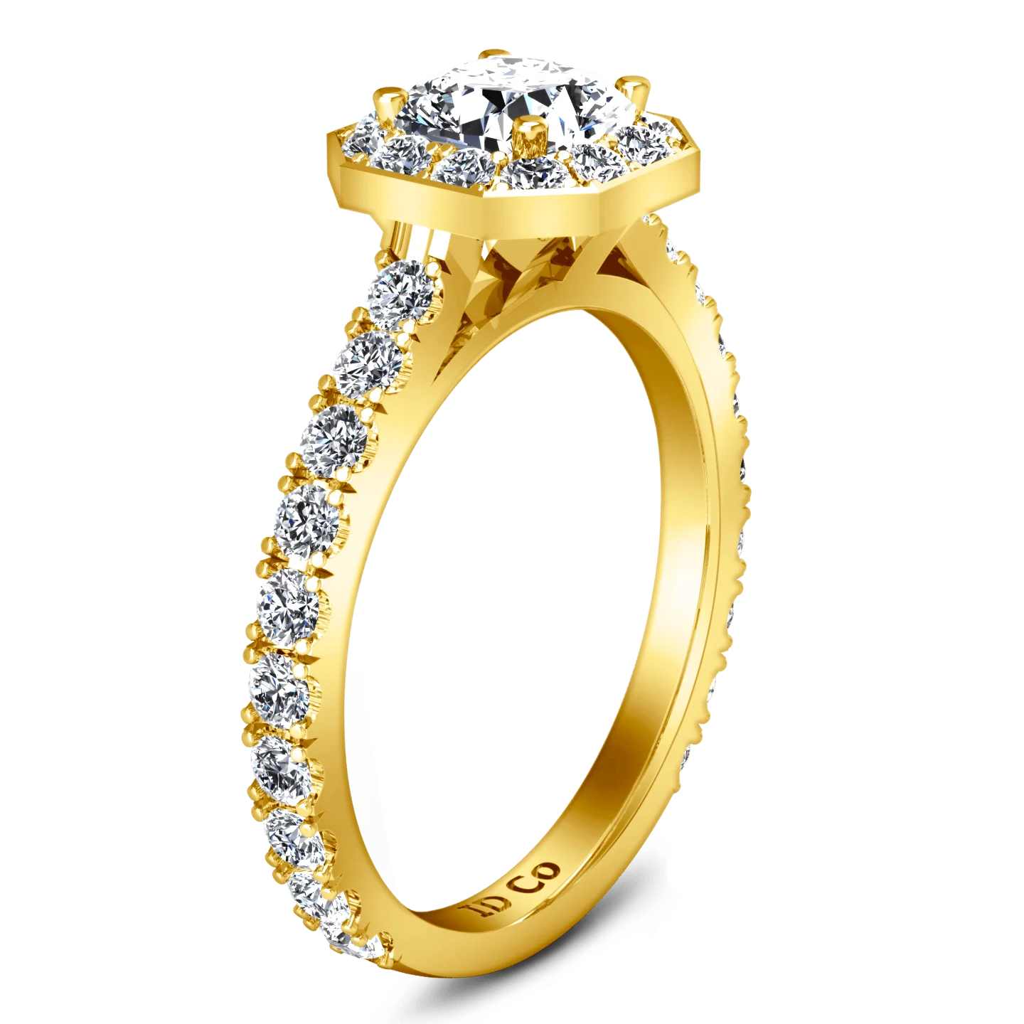 Halo Diamond Engagement Ring Irina 14K Yellow Gold - Image 2