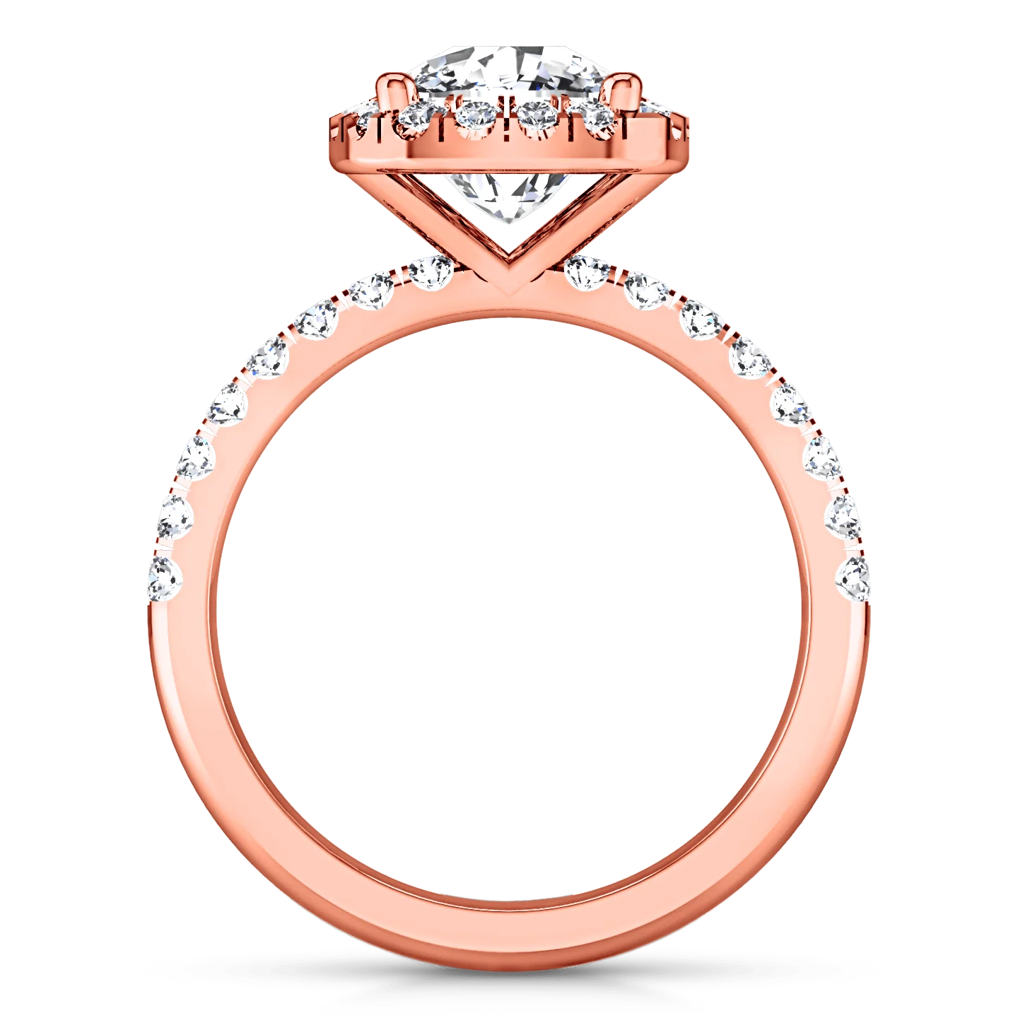 Halo Diamond Cushion Cut Engagement Ring Jessica 14K Rose Gold - Image 3