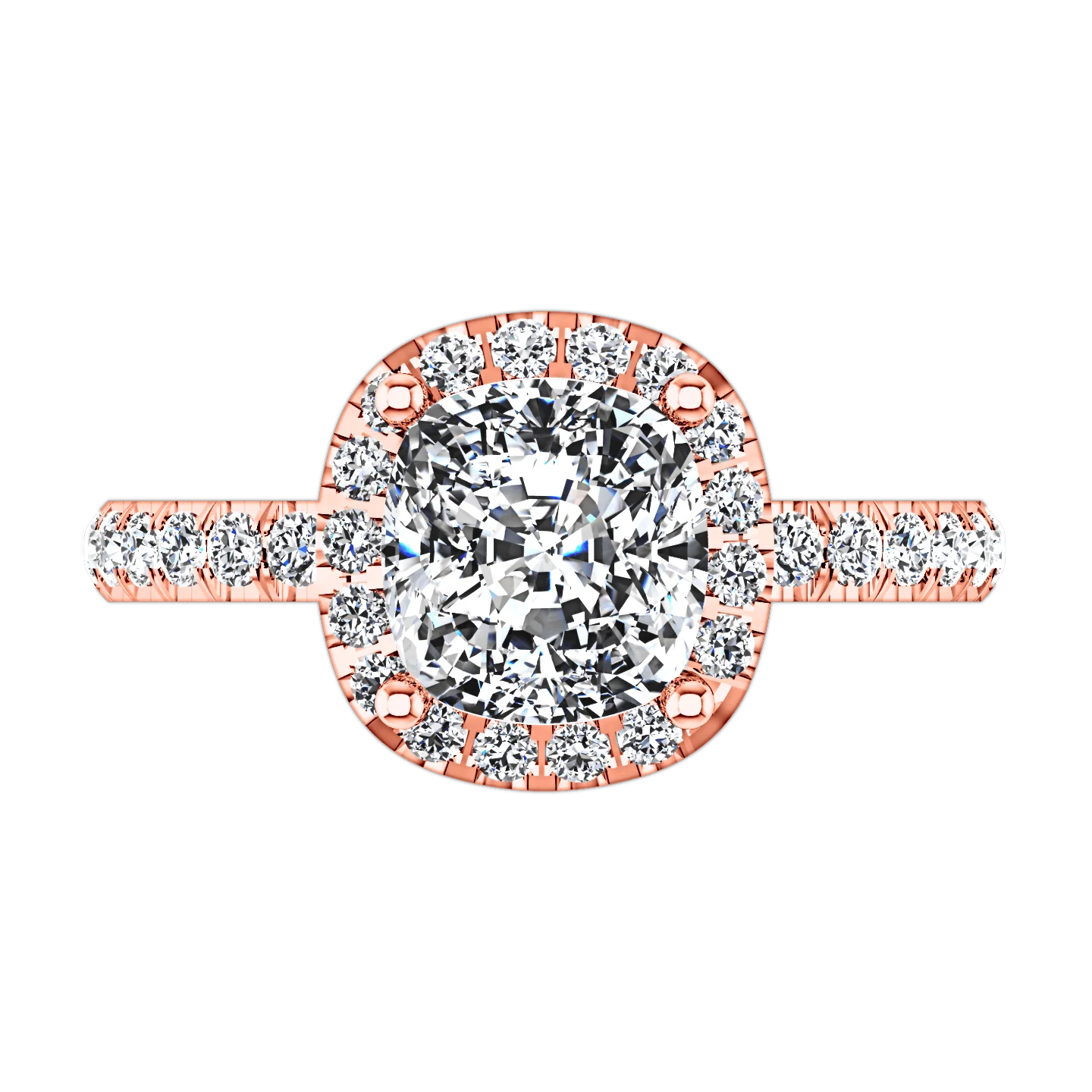 Halo Diamond Cushion Cut Engagement Ring Jessica 14K Rose Gold - Image 4